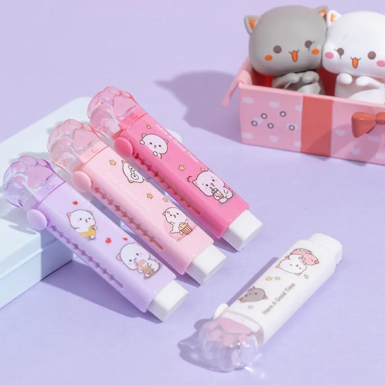 Set 4 Gomas De Borrar En Barra Patita De Gatito Kawaii-3