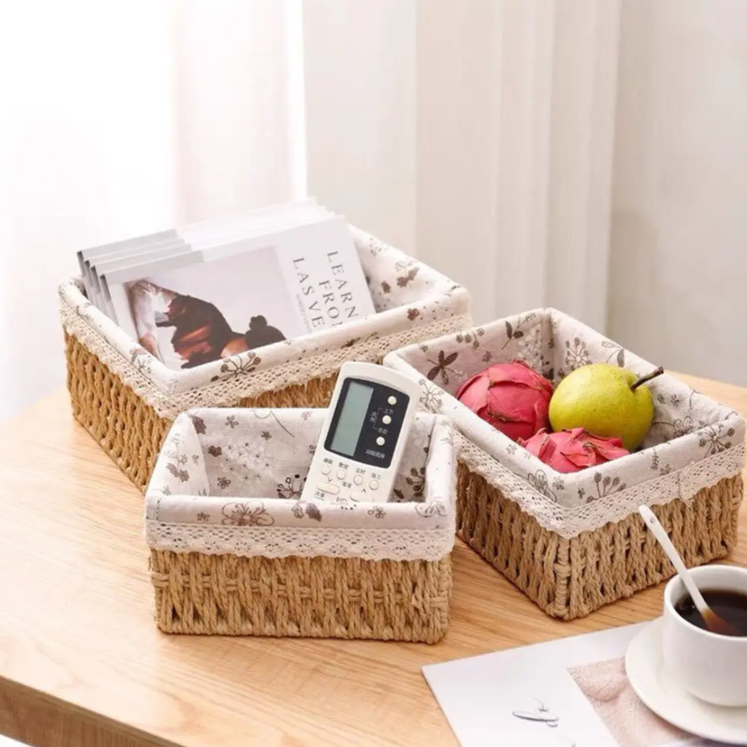 Set 3 Cestas De Almacenamiento Organizadoras Cestos Canastas-2