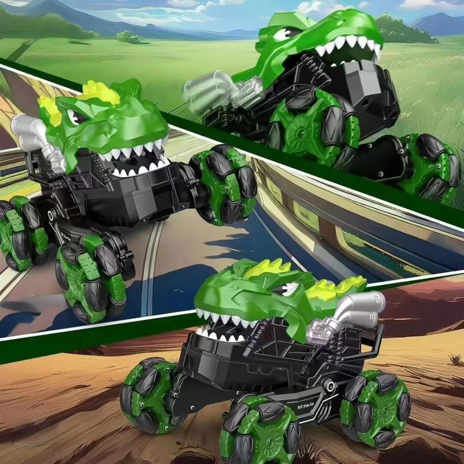 Auto Dinosaurio a Control Remoto RC Con Luces Vapor Y Sonido-3