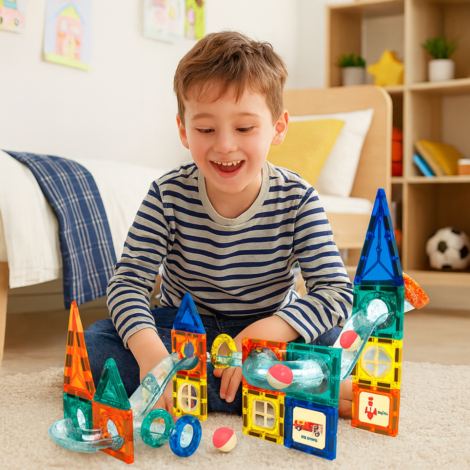 Juego Bloques Magneticos Construccion 42 Piezas Tobogan-4