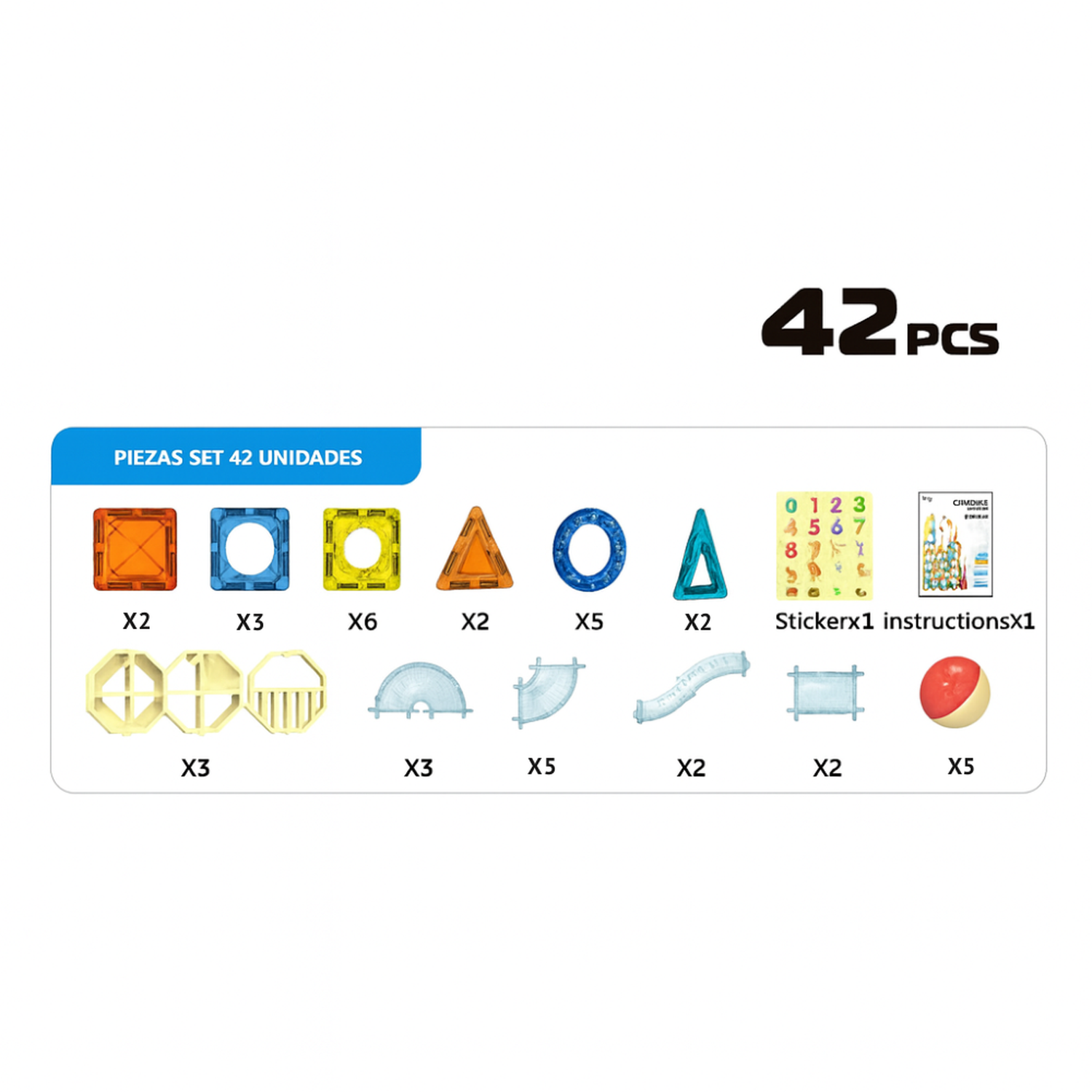 Juego Bloques Magneticos Construccion 42 Piezas Tobogan-6