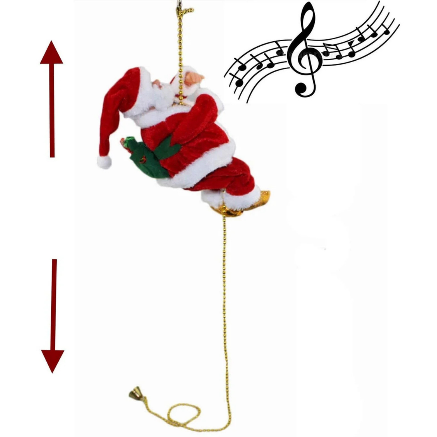 Viejo Pascuero Santa Sube y Baja Cuerda Decoracion Navidad-3