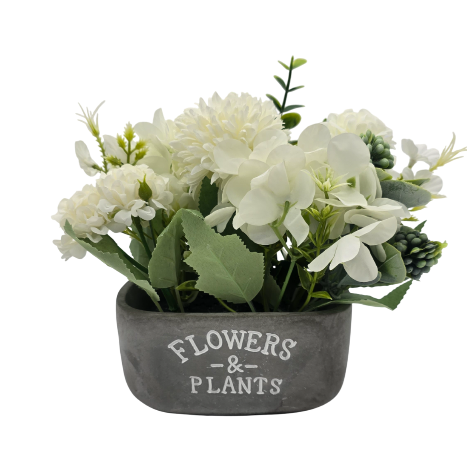 Planta Artificial Macetero De Cemento Flowers And Plants-0