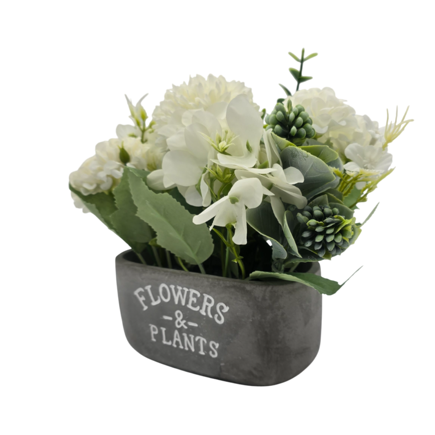 Planta Artificial Macetero De Cemento Flowers And Plants-3