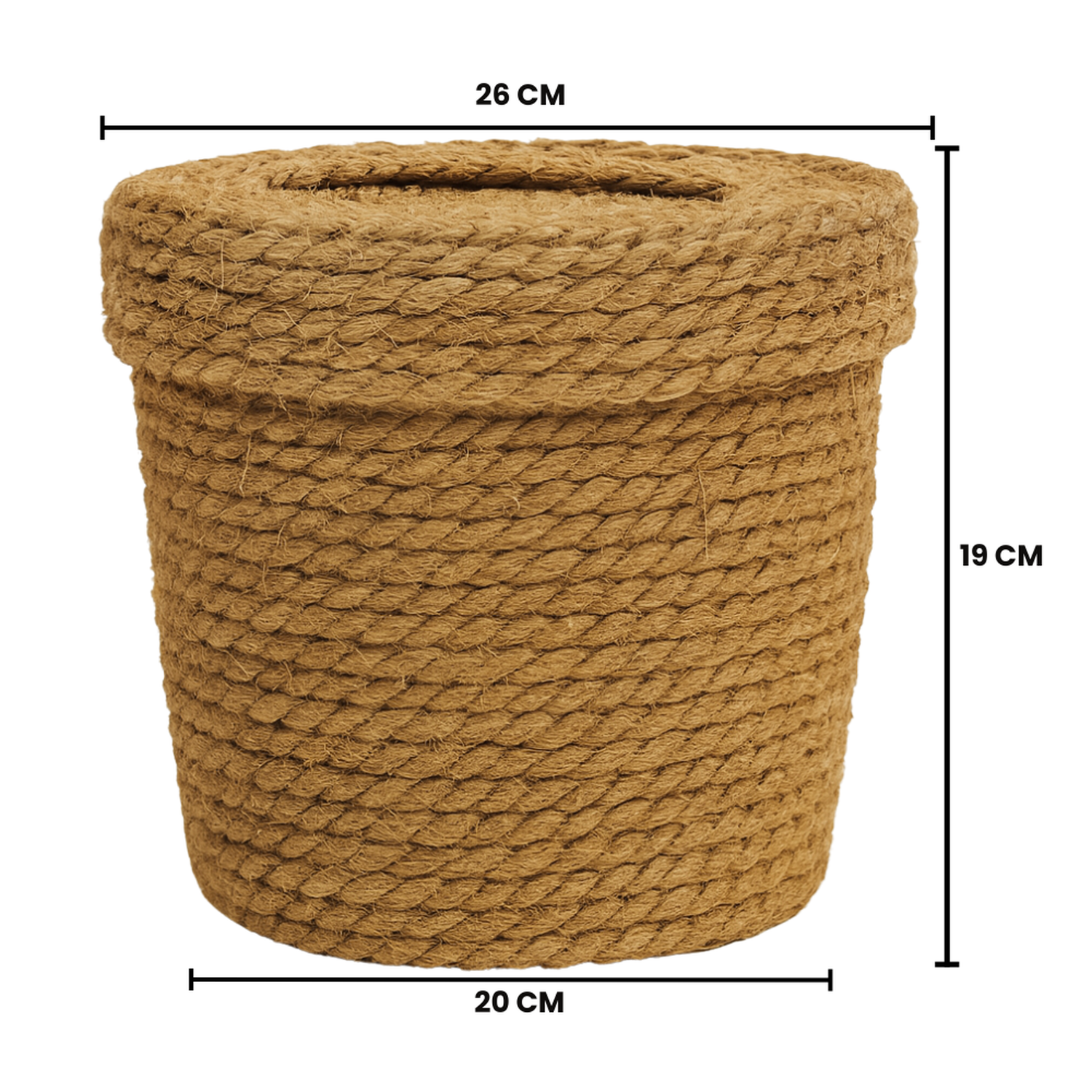 Canasto Cesta De Yute Tejida Con Tapa Acabado Rustico M-3