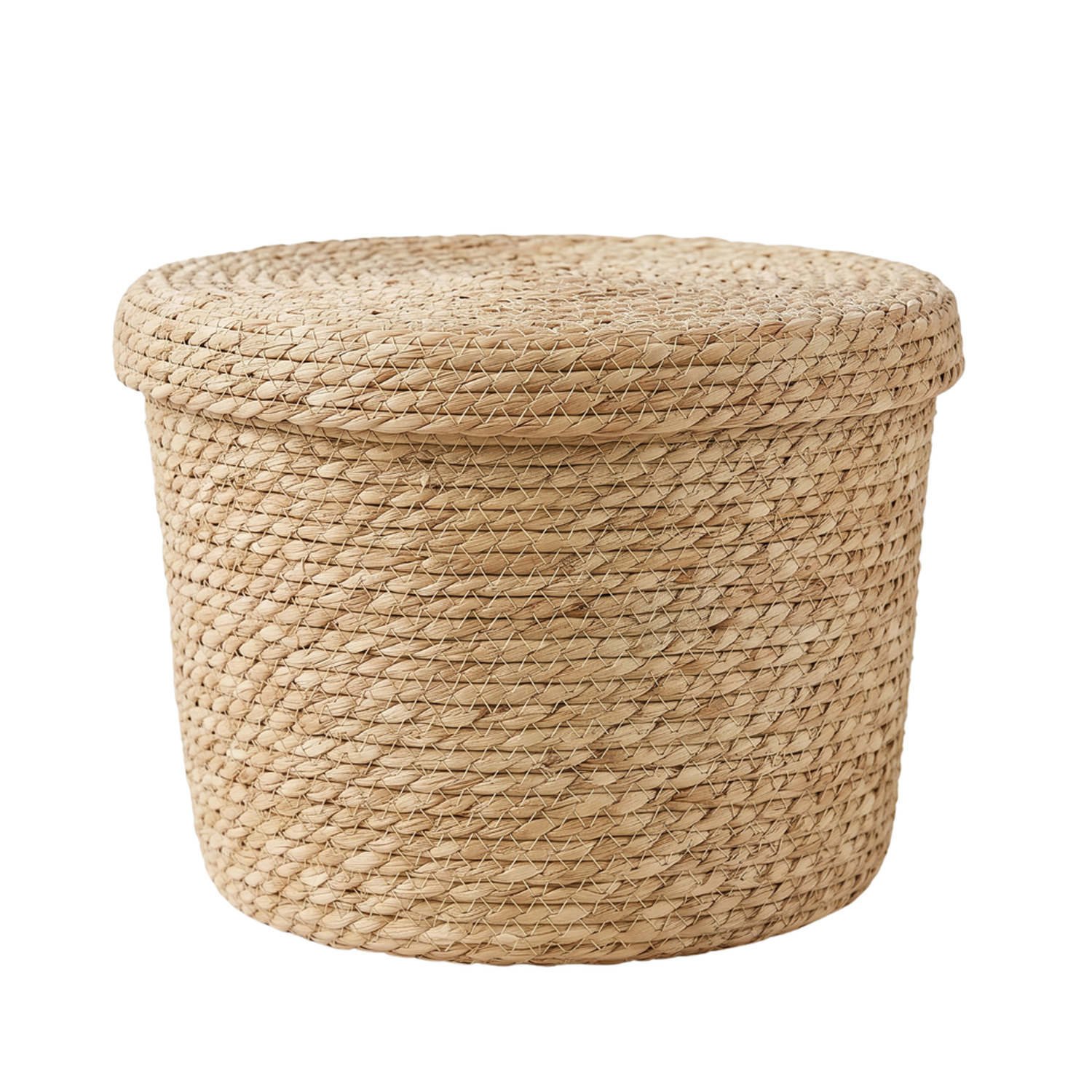 Canasto Cesta De Yute Tejida Con Tapa Acabado Rustico M-0