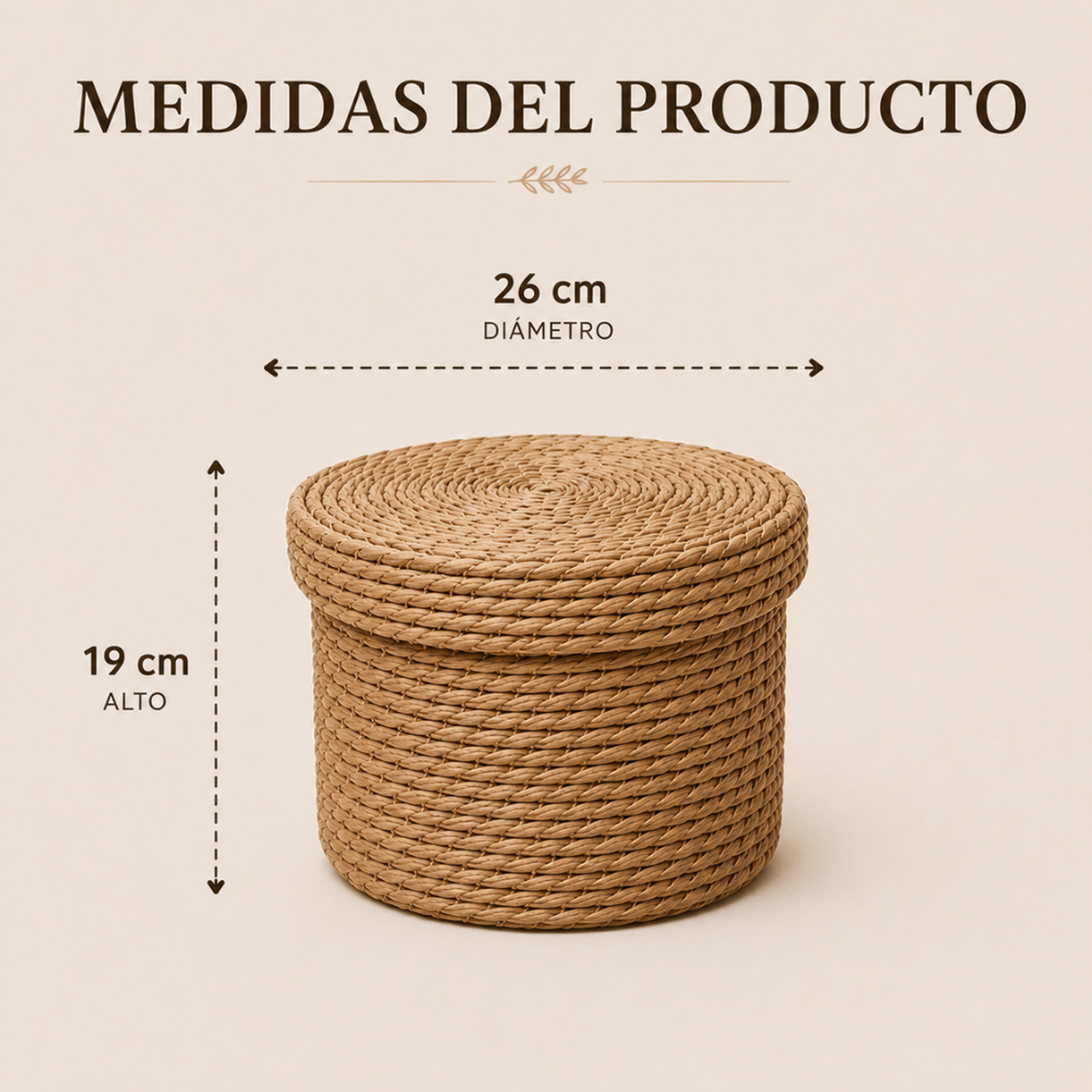 Canasto Cesta De Yute Tejida Con Tapa Acabado Rustico M-6