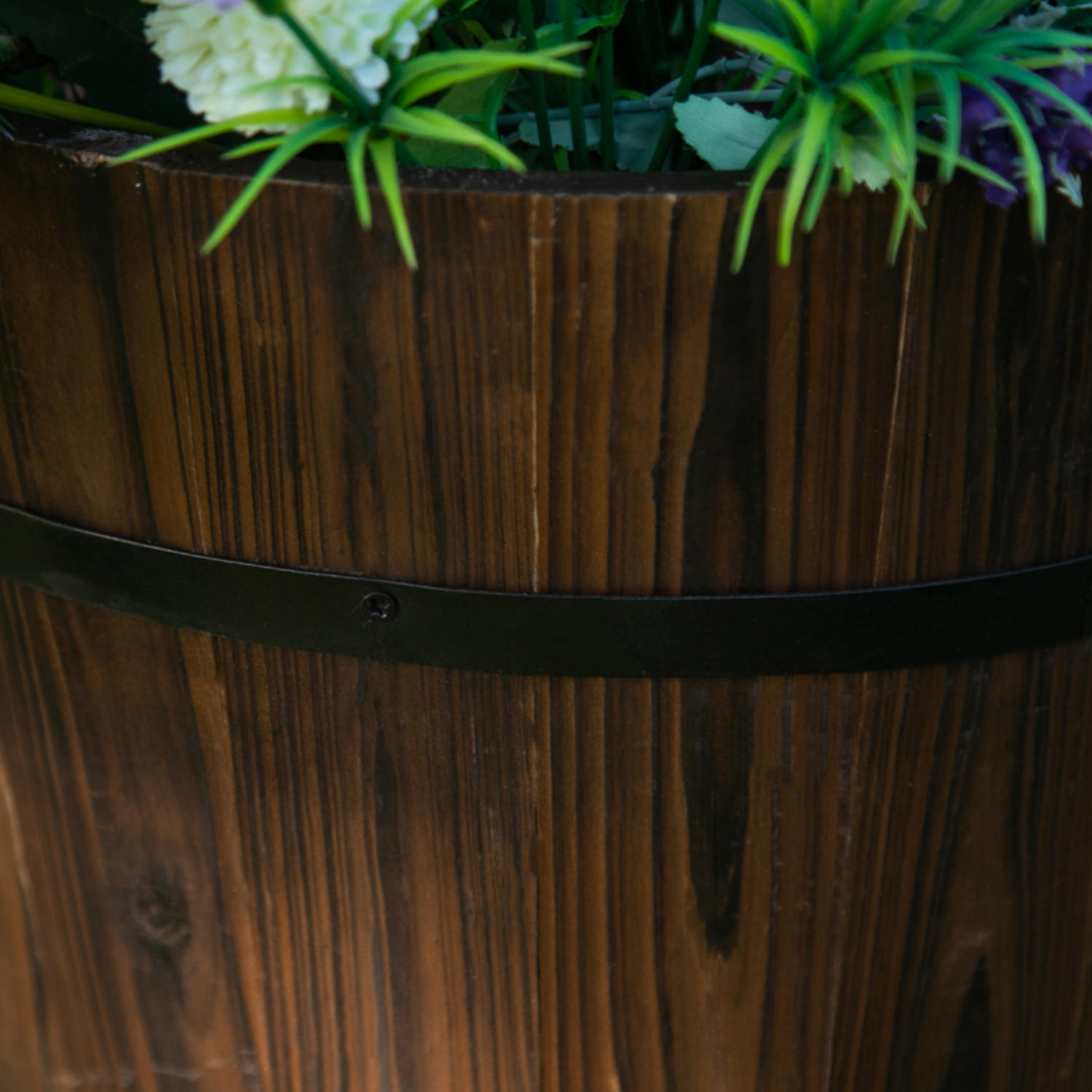 Macetero De Madera Tipo Barril Para Jardin Terraza Planta XS-3