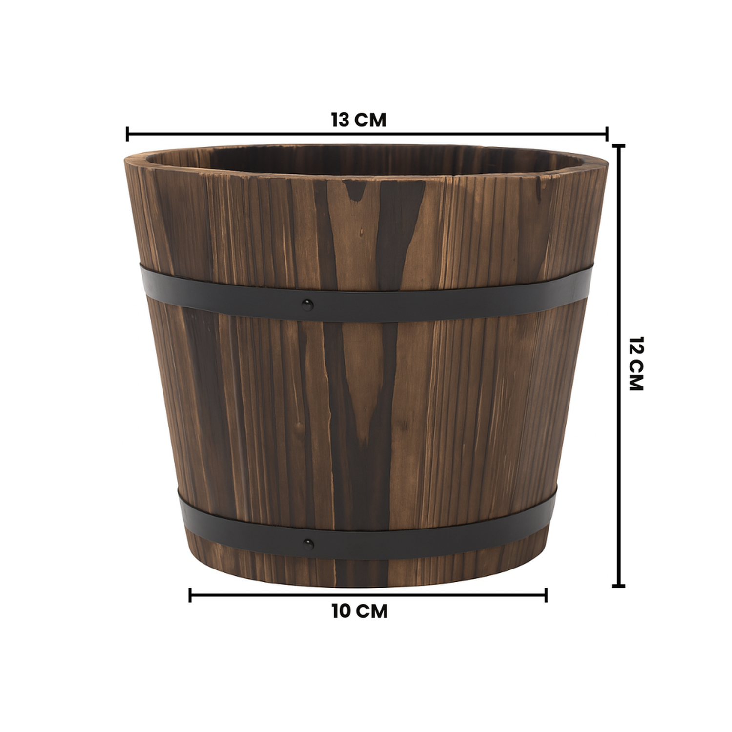 Macetero De Madera Tipo Barril Para Jardin Terraza Planta XS-4