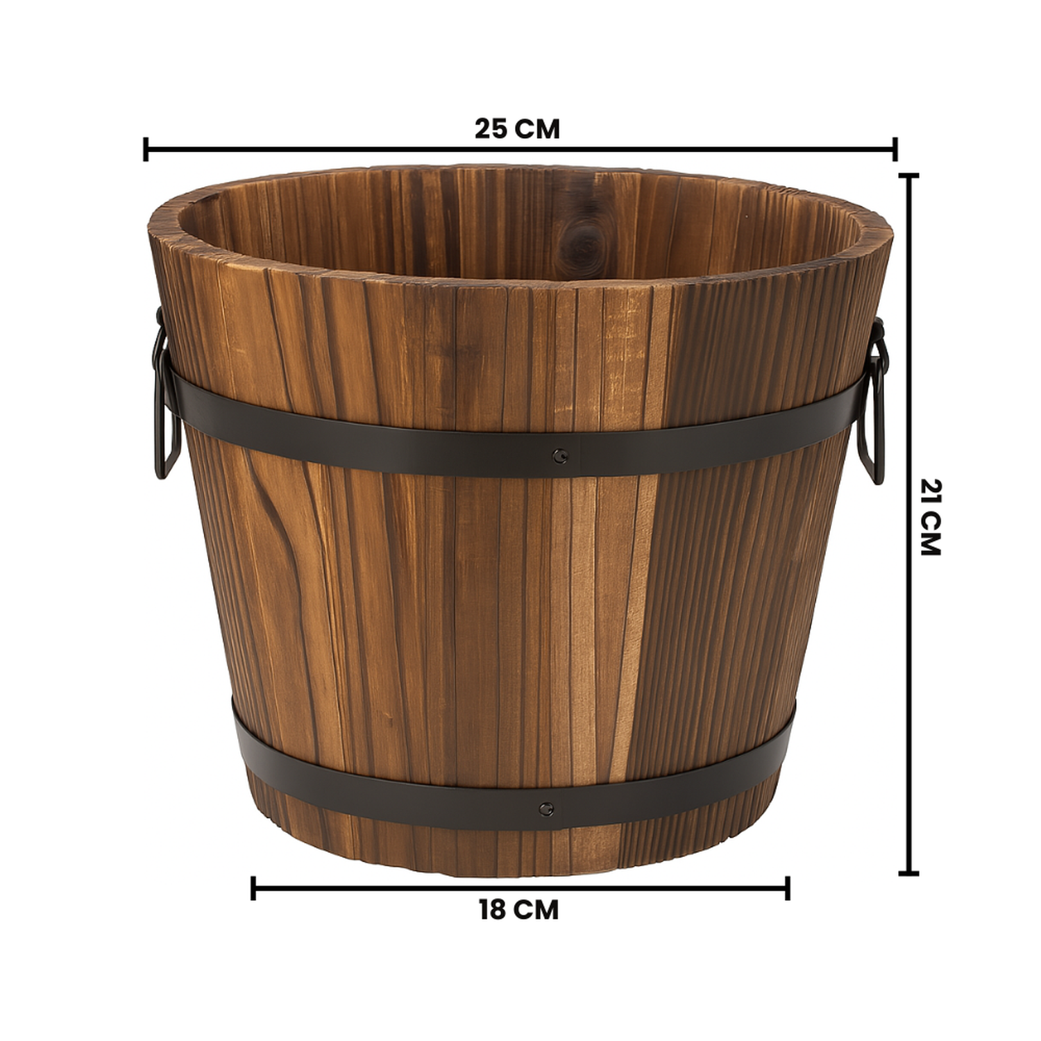 Macetero De Madera Tipo Barril Para Jardin Terraza Planta L-4