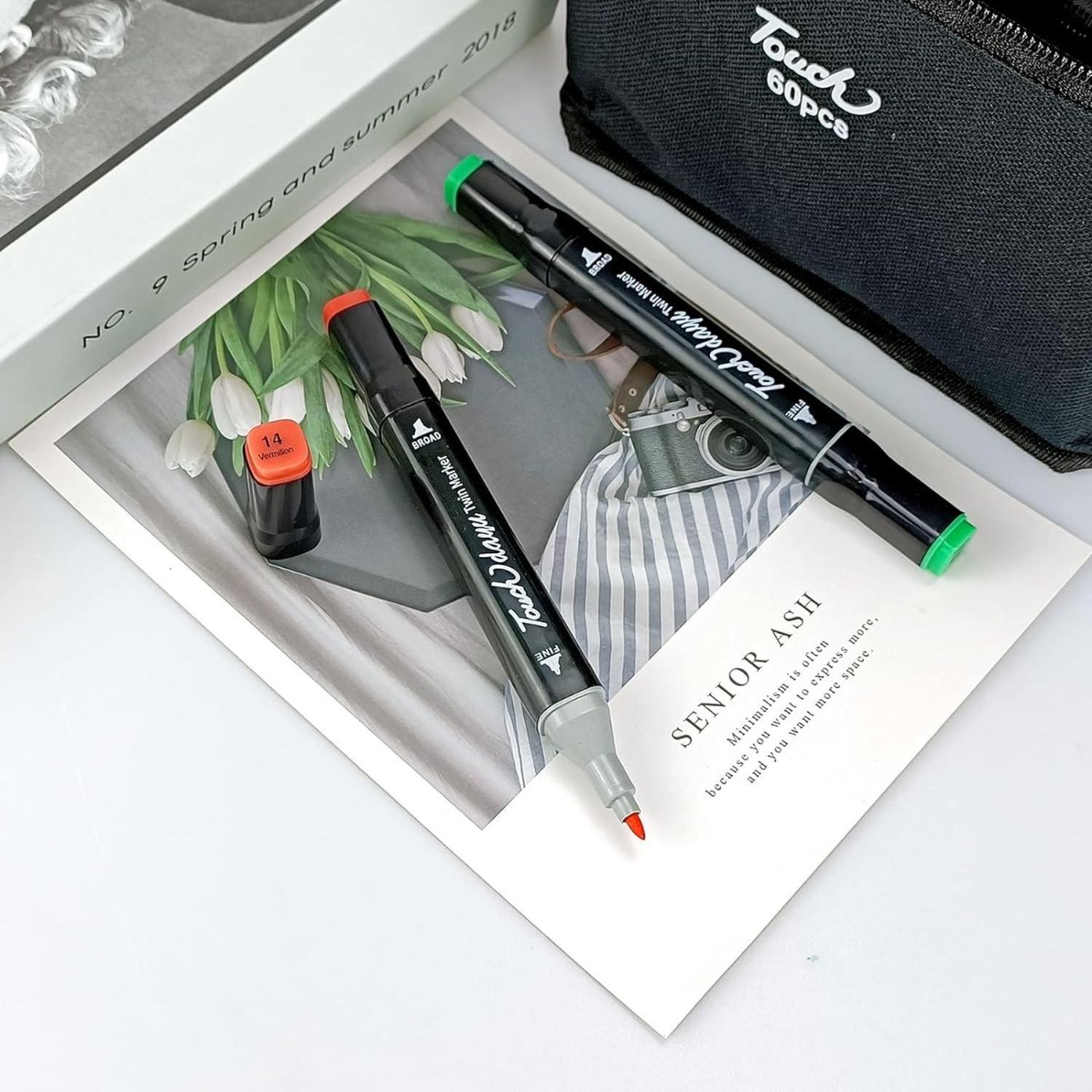 Set 60 Marcadores Doble Punta Rotuladores Plumones Touch-2