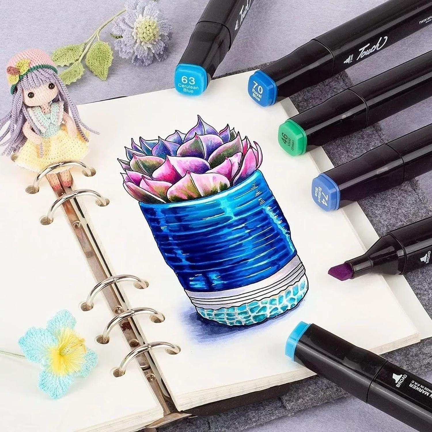 Set 60 Marcadores Doble Punta Rotuladores Plumones Touch-6