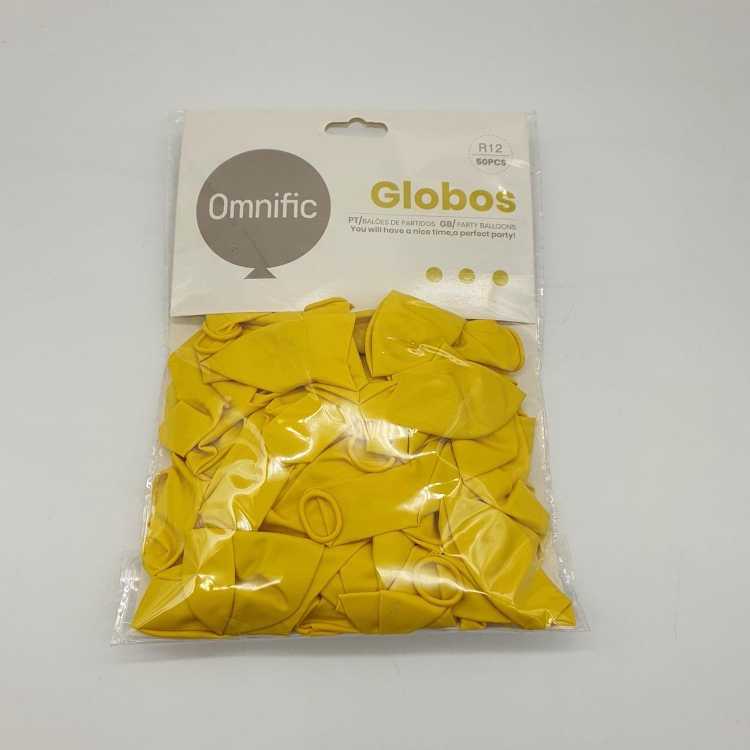 Globos Color Amarillo 50 Unidades Tamaño R12-1