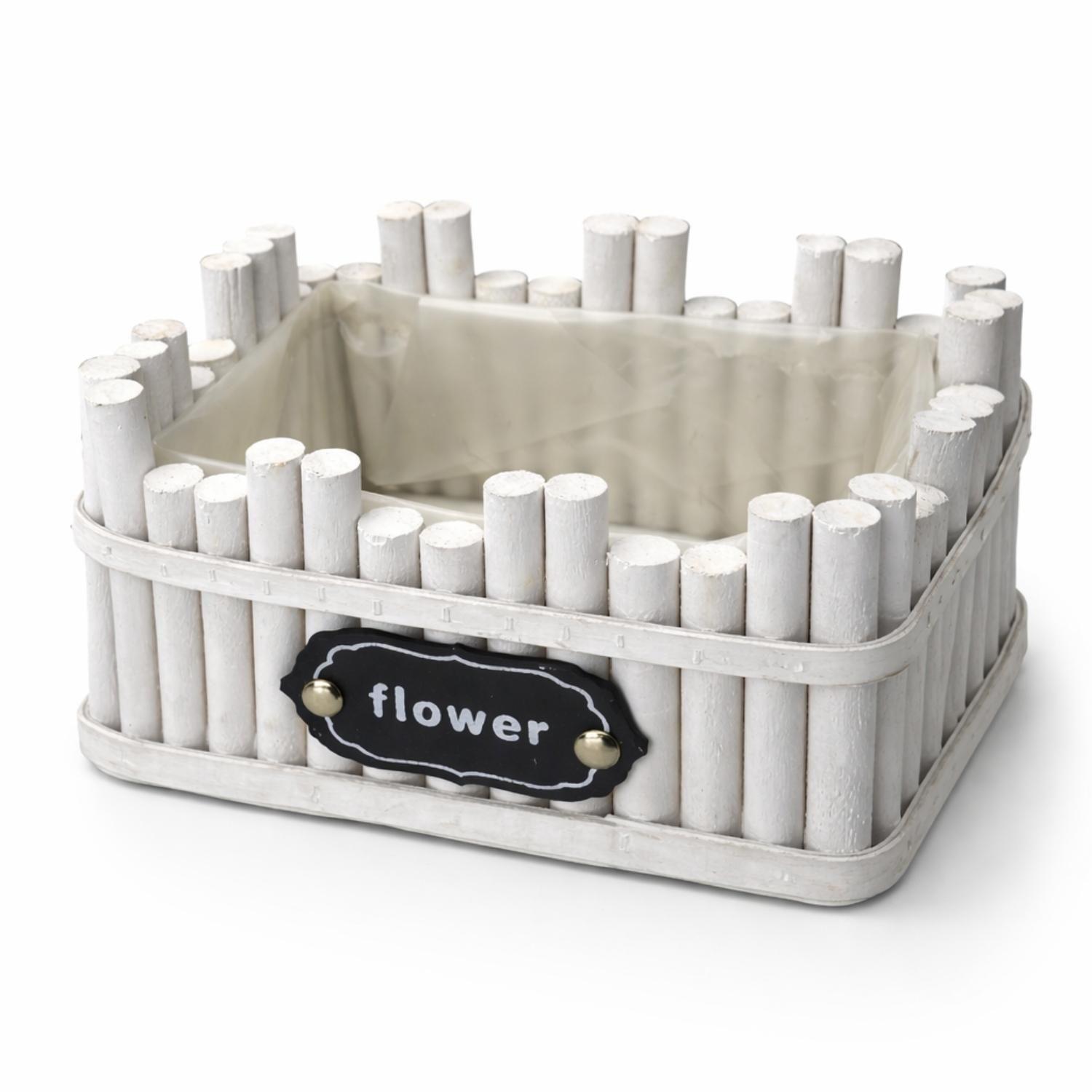 Macetero De Madera Rectangular Blanco Jardinera Plantas-2