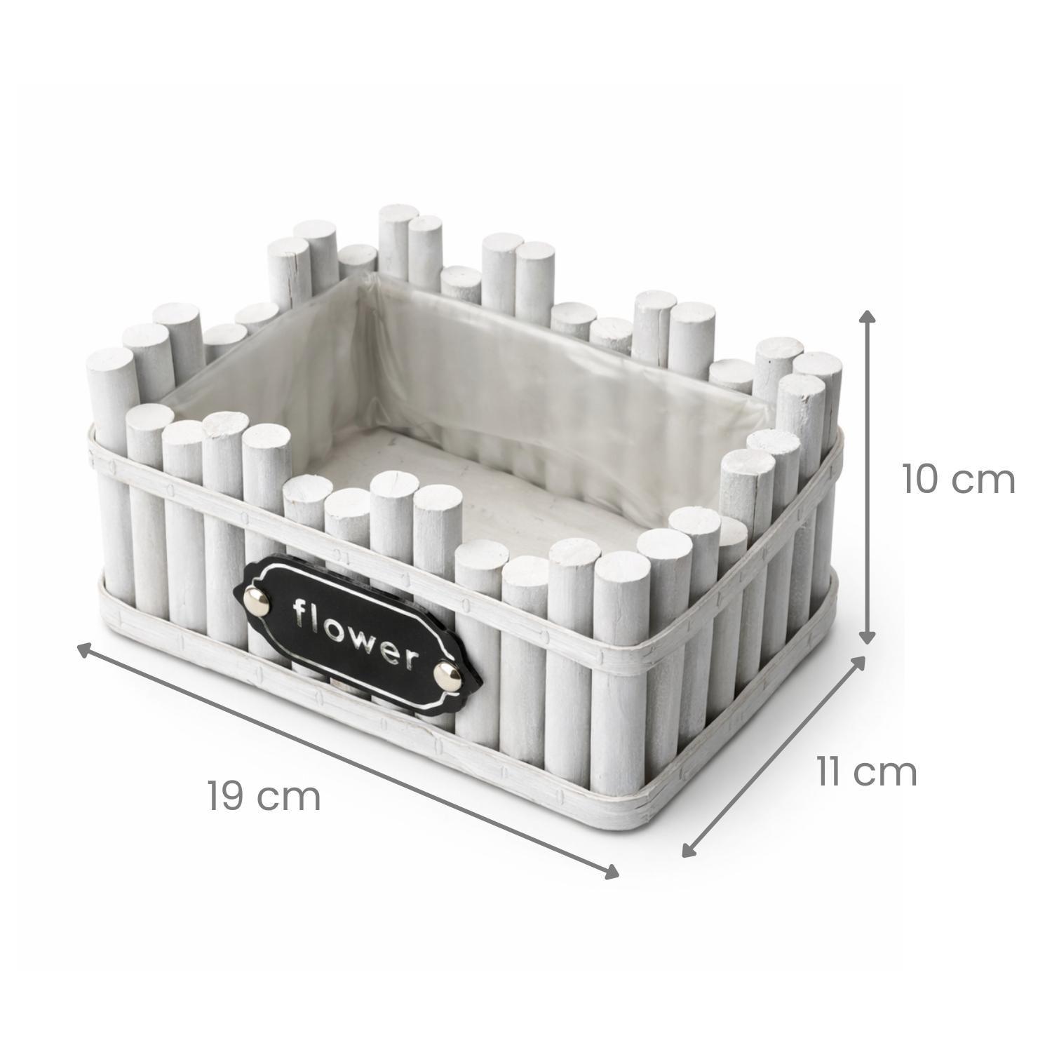 Macetero De Madera Rectangular Blanco Jardinera Plantas-3