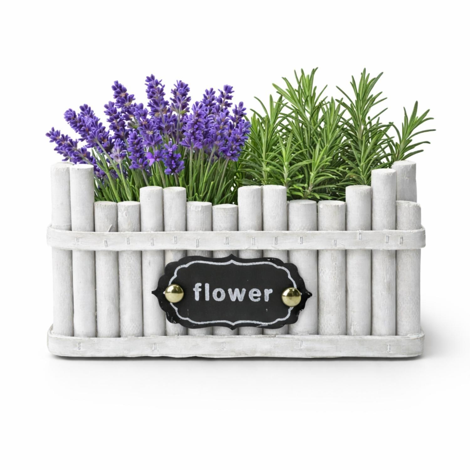 Macetero De Madera Rectangular Blanco Jardinera Plantas-4