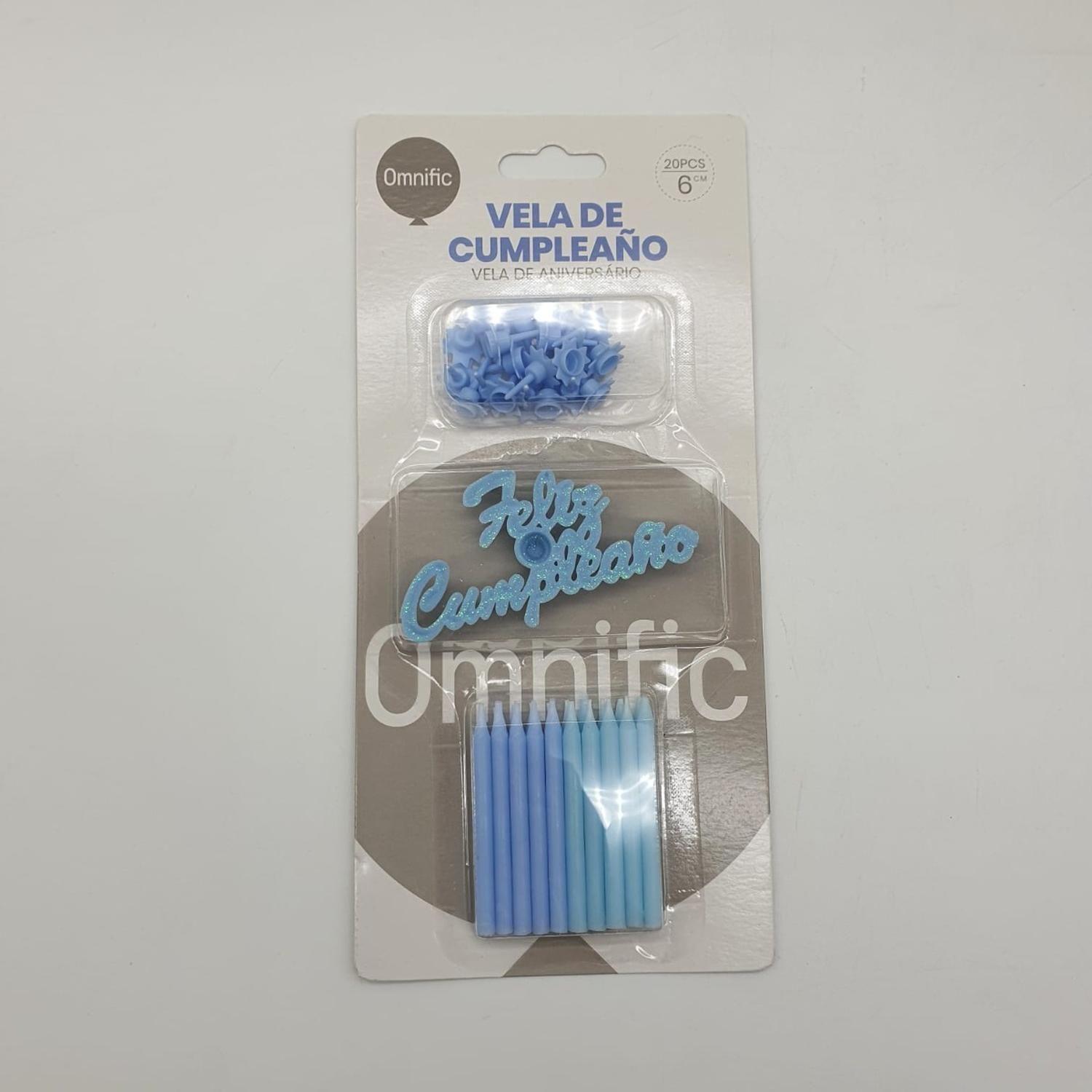 Set De 20 Velas De Cumpleaños Celeste Rosado Con Decorativo-0