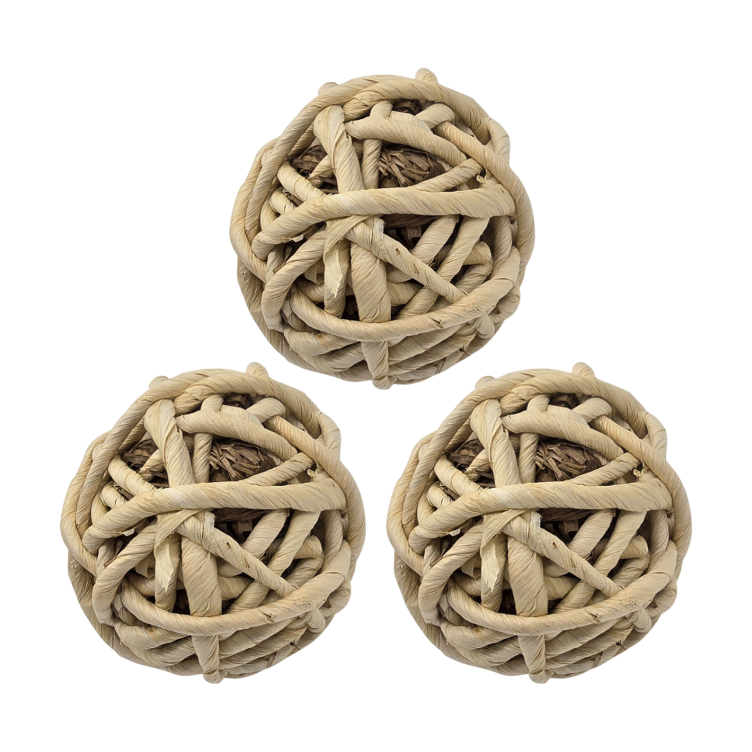 Set 3 Esferas De Fibra Cuerda Para Decoracion Pelota Marron-0