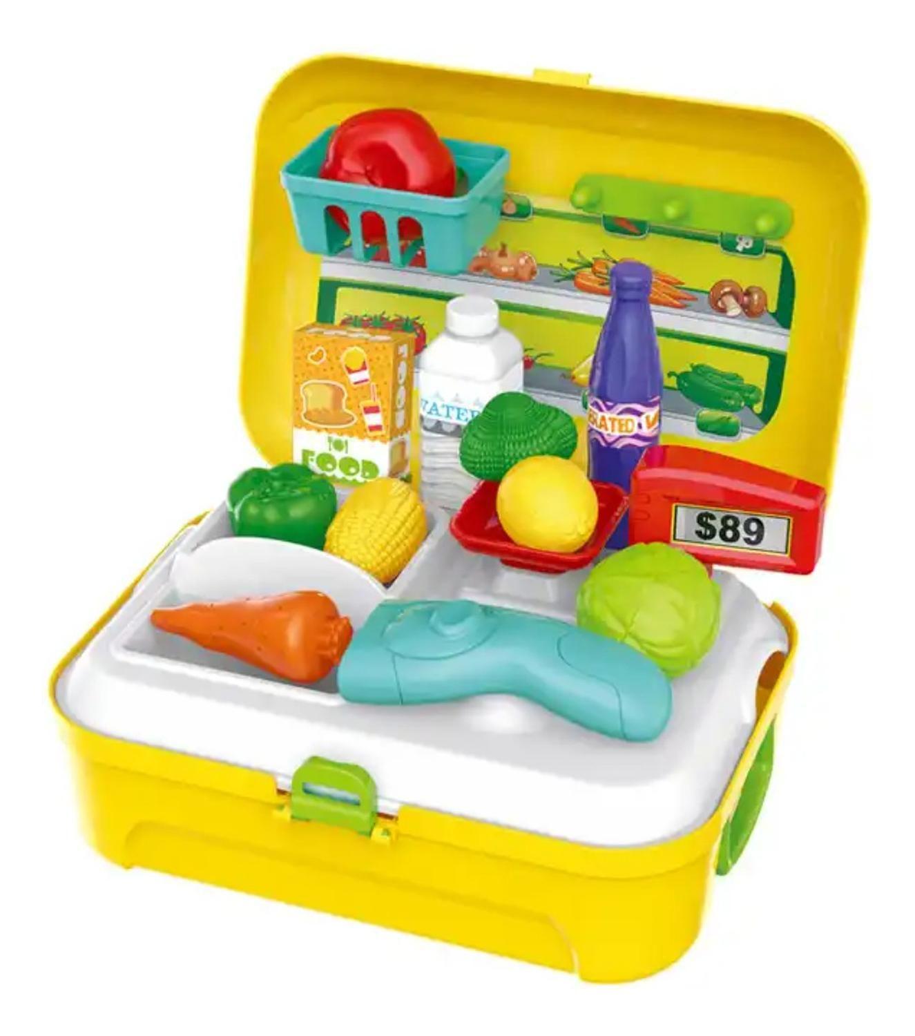 Set Maleta Maletin Infantil Cocina Amarilla Niños Juegos-0