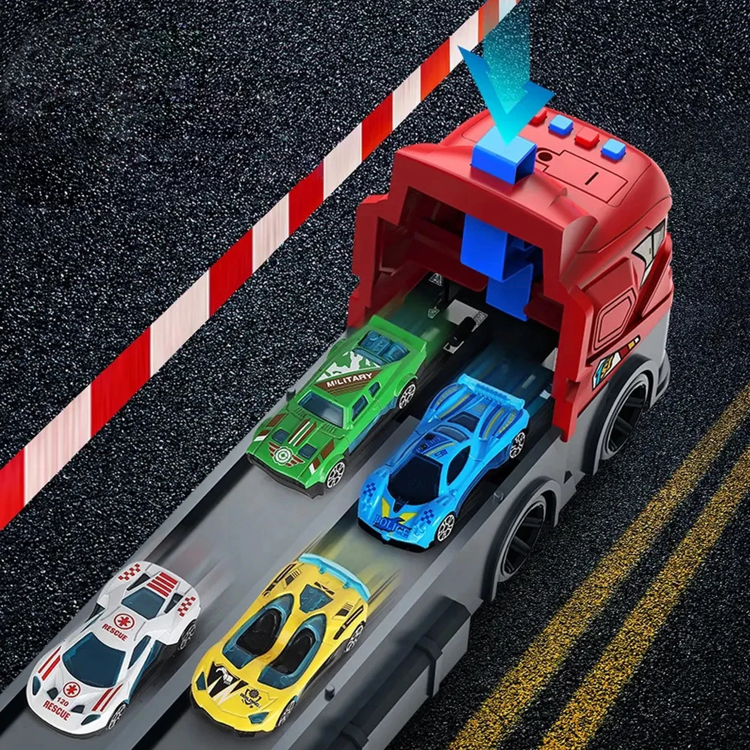 Camion De Carga Maletin Transportador De Autitos Juego Niños-4