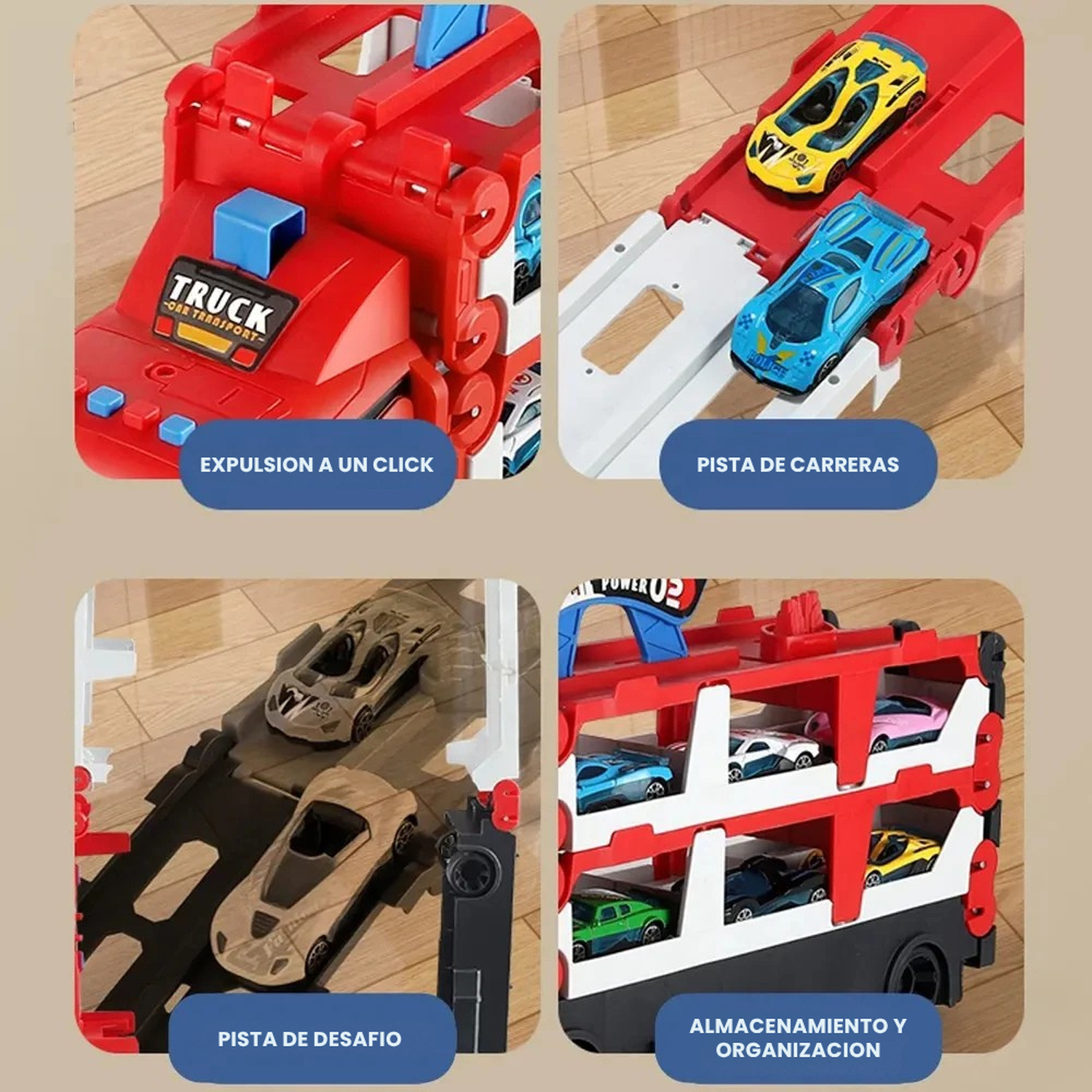 Camion De Carga Maletin Transportador De Autitos Juego Niños-5