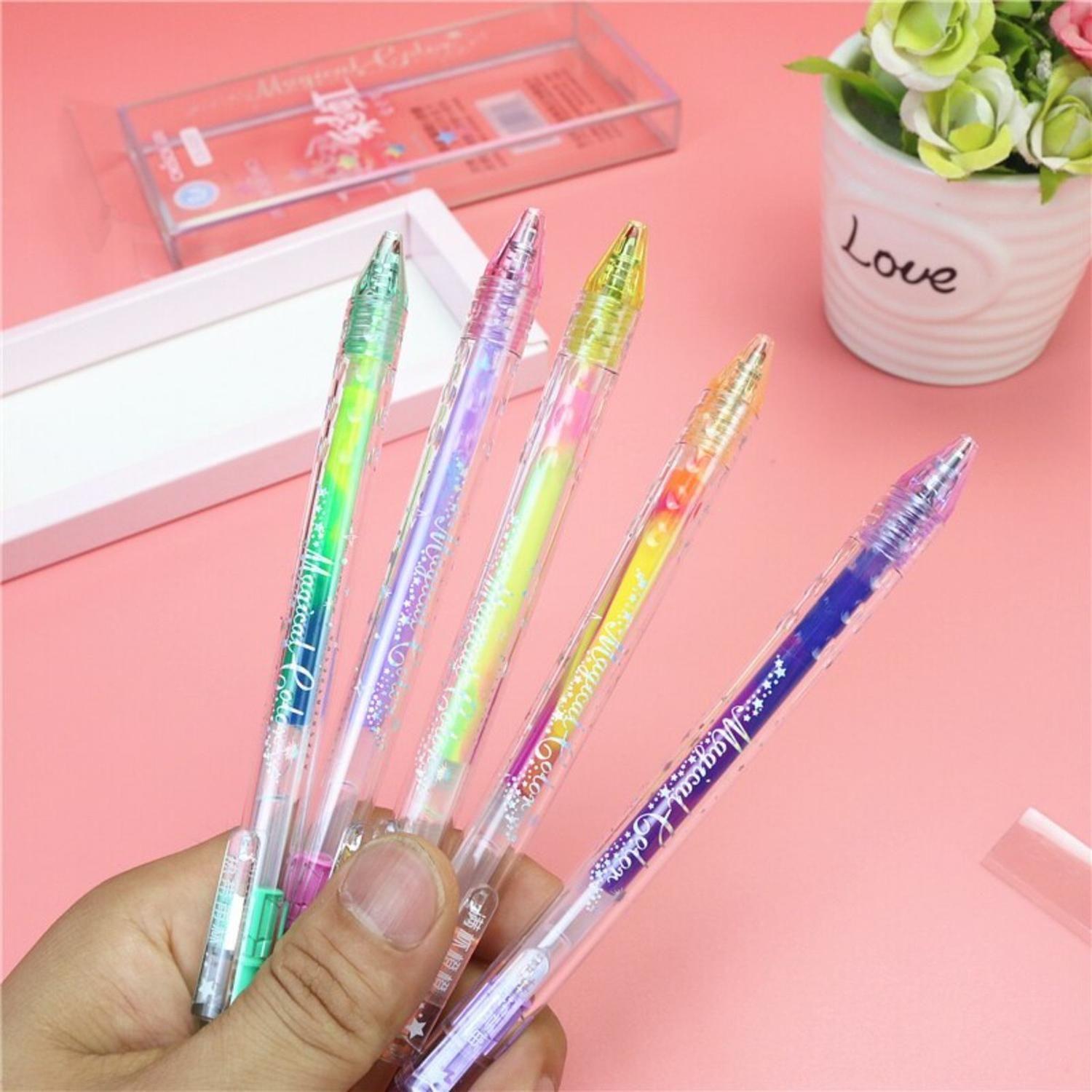 Set 5 Lapices Gel Con Brillo Multicolor Magical Boligrafo-3