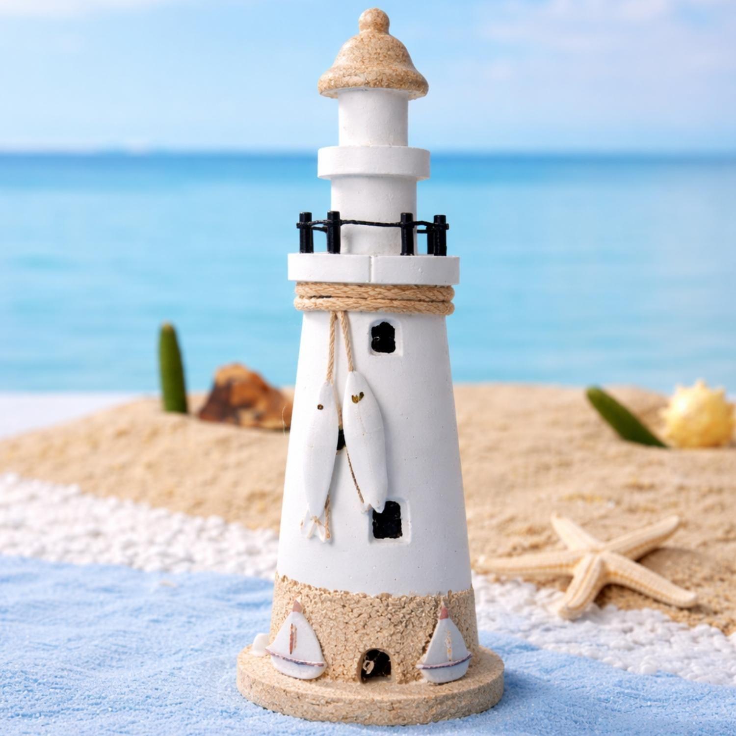 Faro Figura Decorativa Adorno De Madera Mediterraneo-2