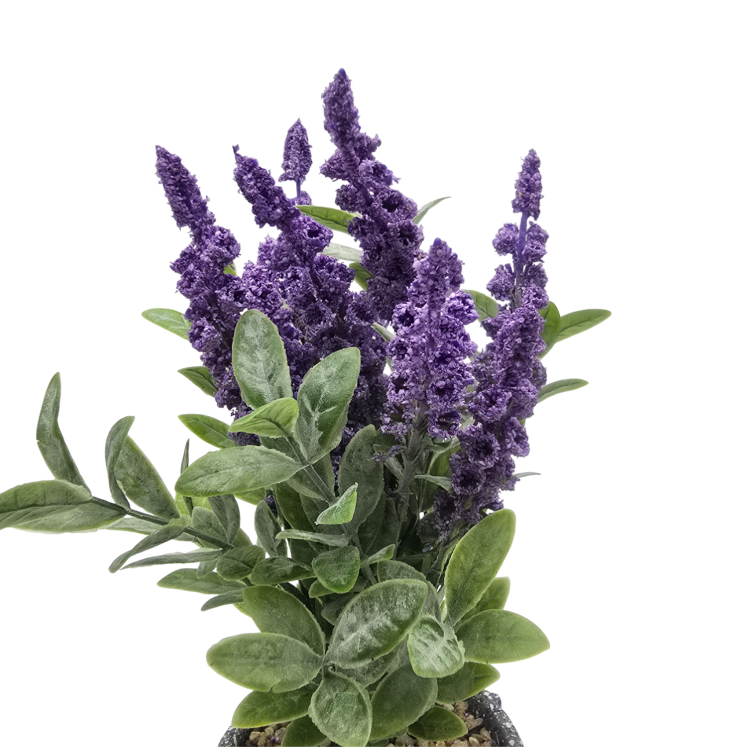 Planta Artificial Lavanda Macetero De Cemento Gris Diseño-3