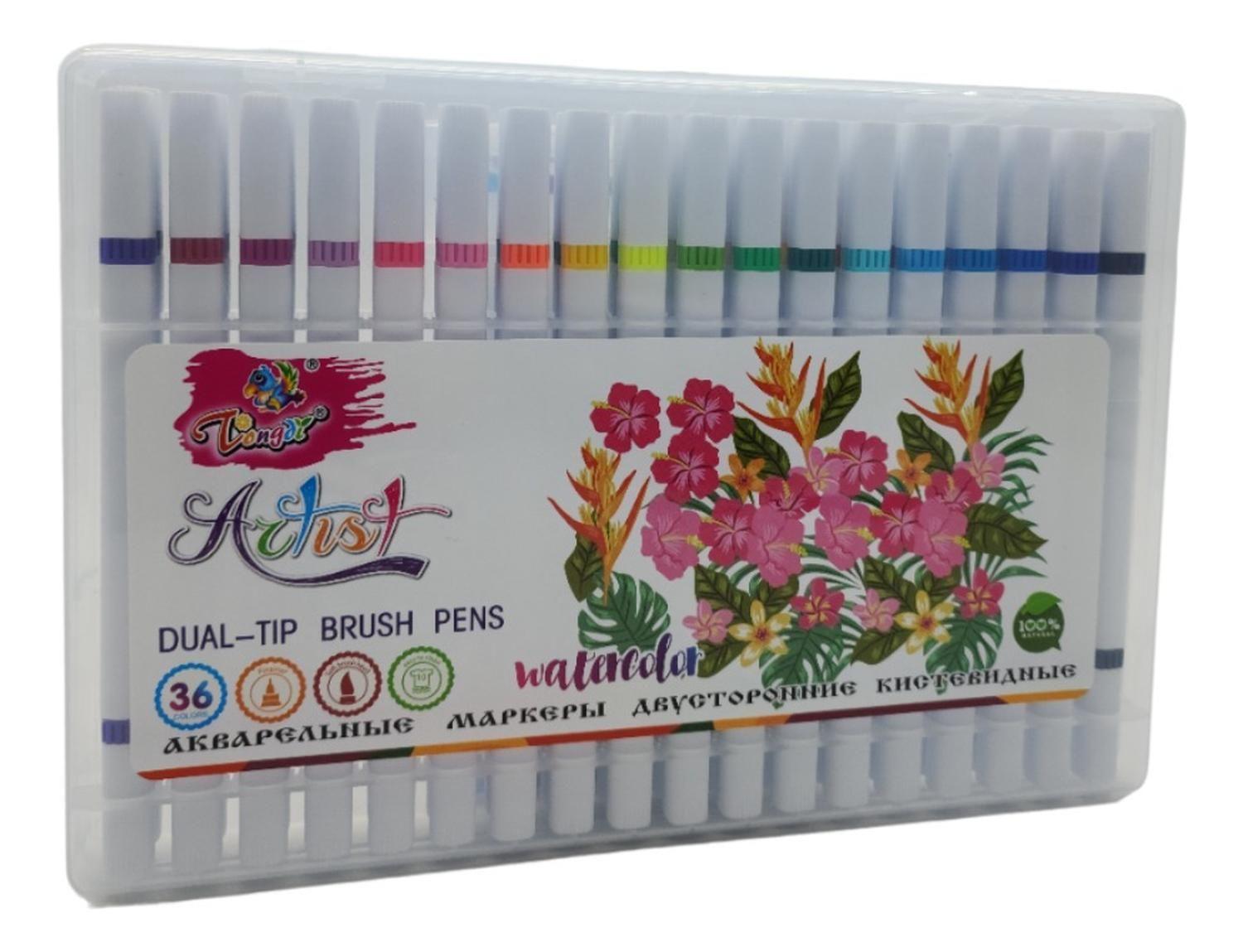 Set Marcadores Doble Punta 36 Lapices Plumones Watercolor-0