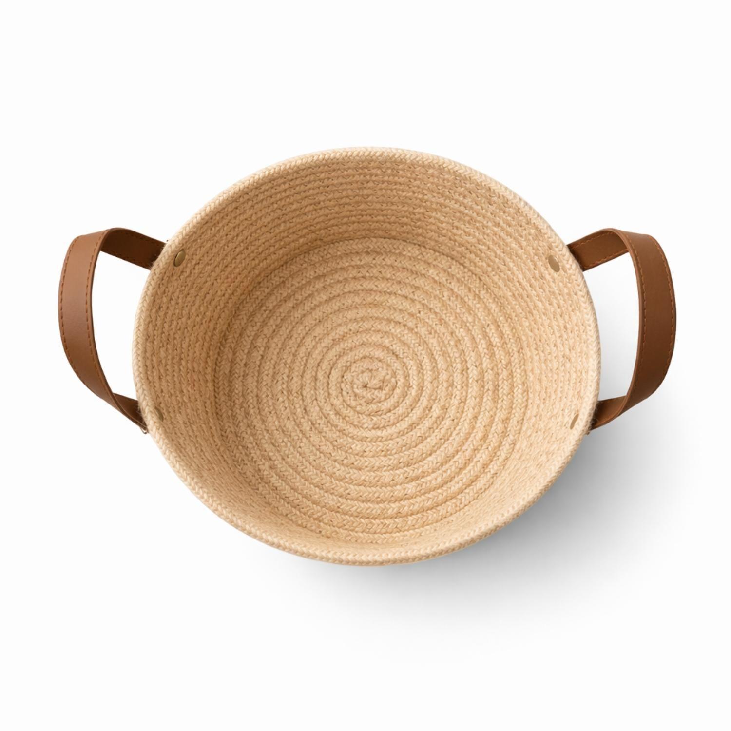 Cesta Canasto Organizador Yute Almacenamiento Beige Asas-4