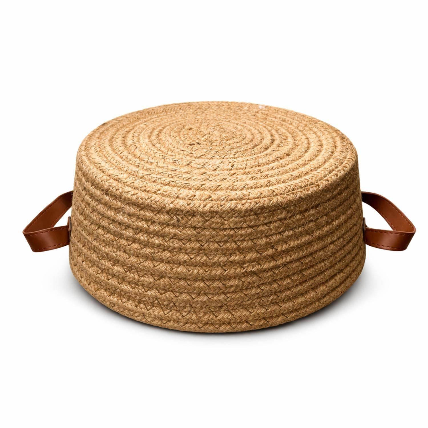 Cesta Canasto Organizador Yute Almacenamiento Beige Asas-6