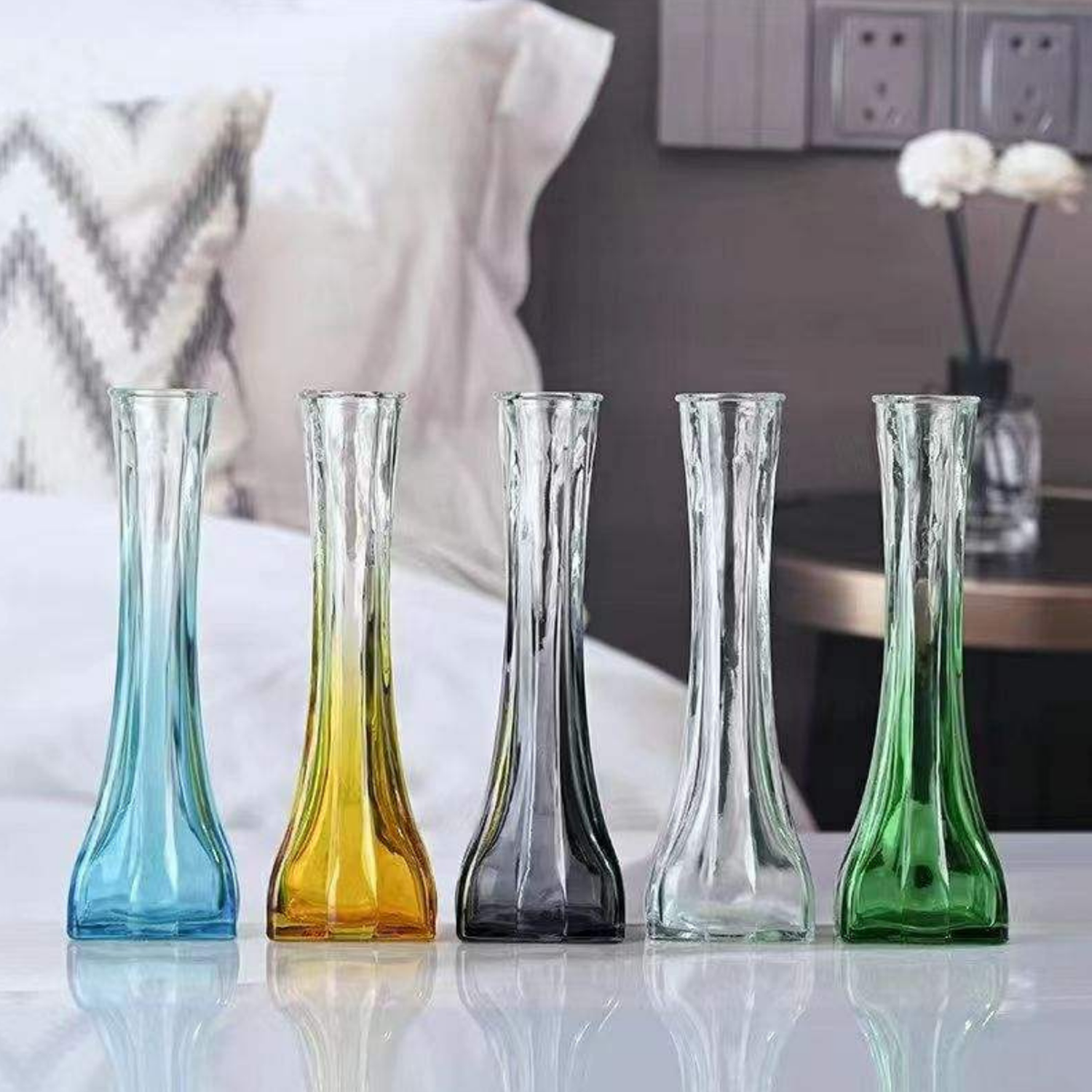 Set 2 Floreros Decorativos De Vidrio Pequeño Transparente-5