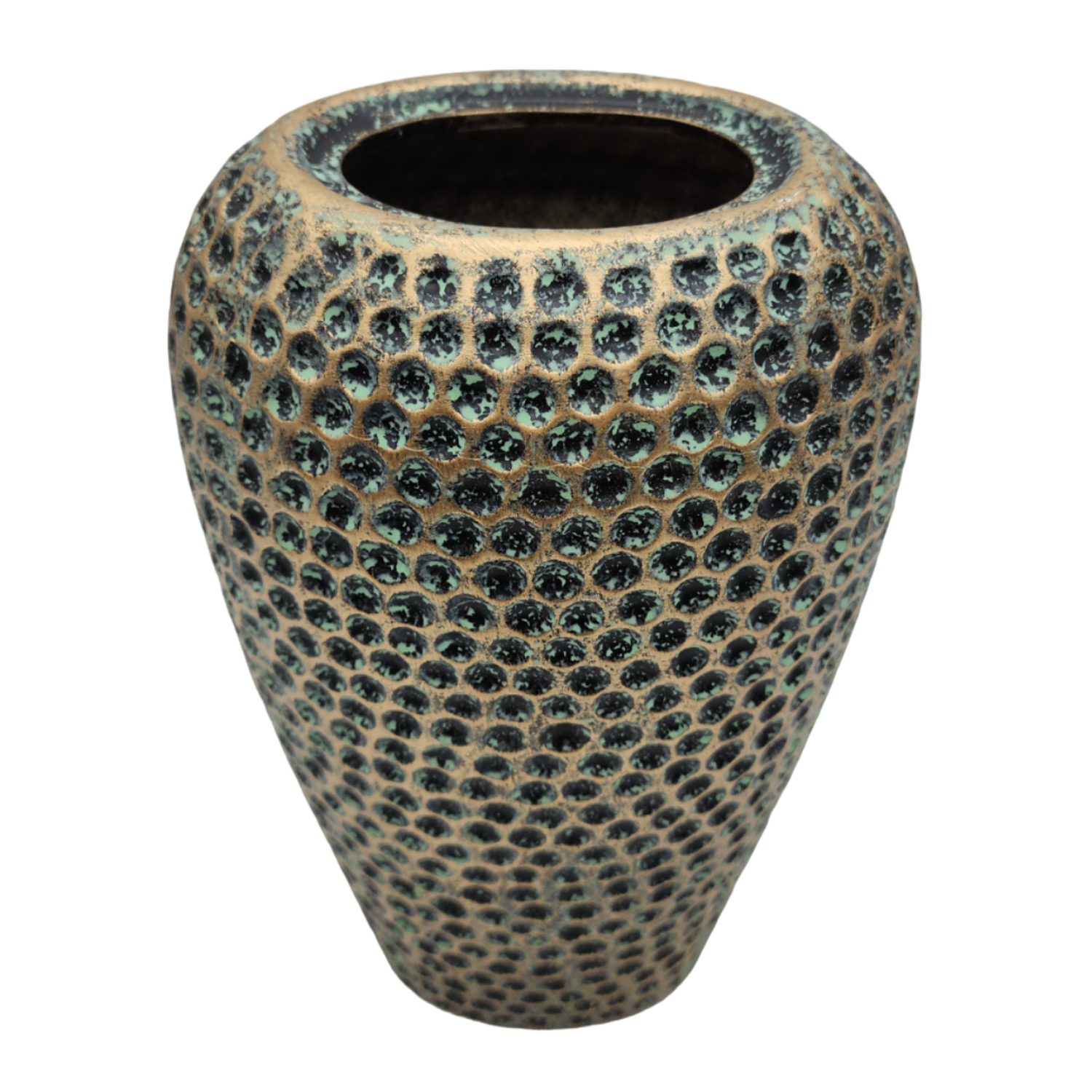 Jarron Florero Ceramica Diseño Envejecido Puntos Alargado-4