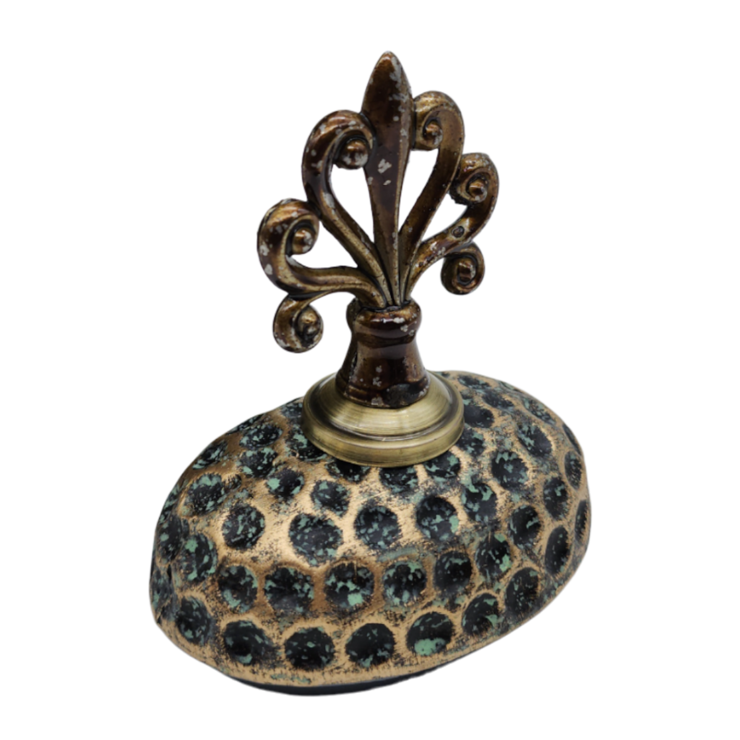 Jarron Florero Ceramica Diseño Envejecido Puntos Alargado-5