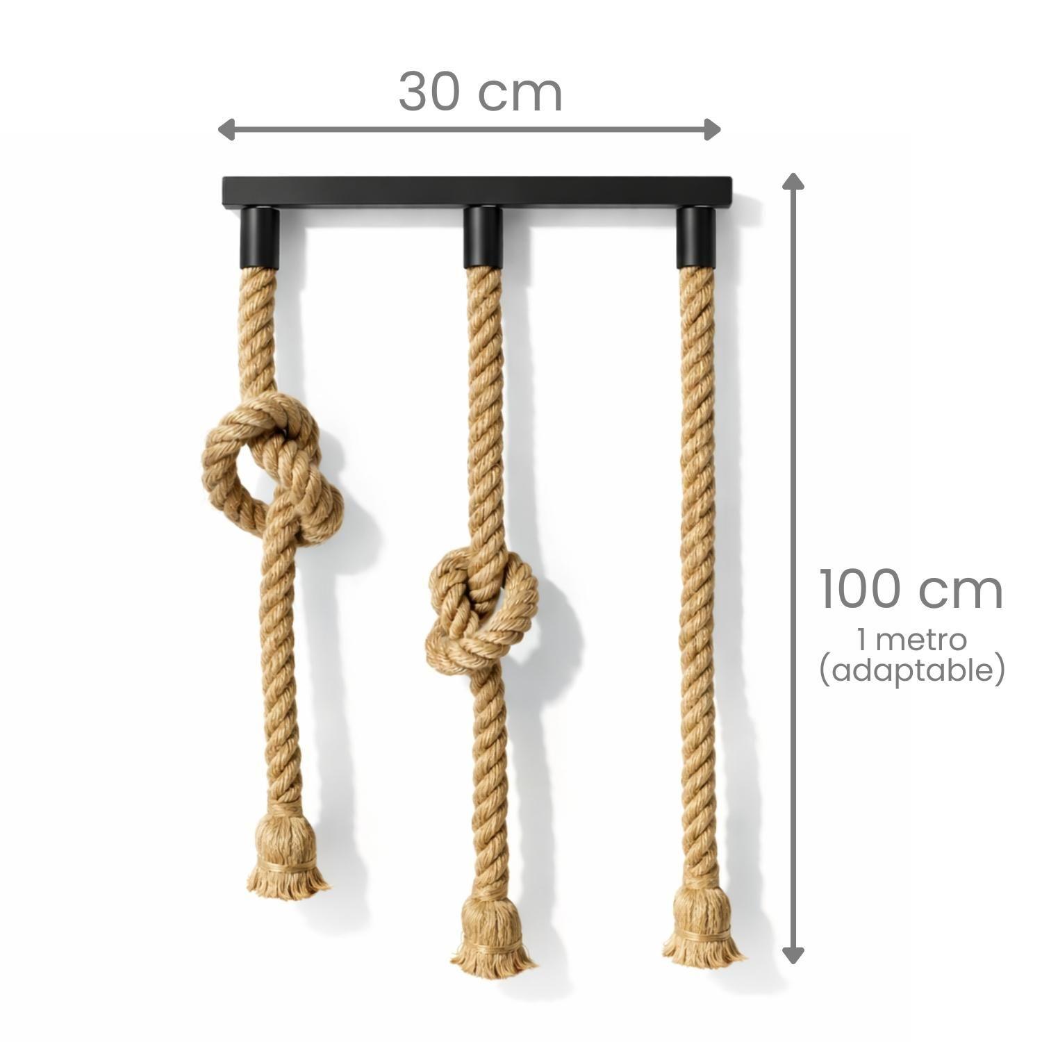 Set 3 Lampara Colgante De Techo Cuerda Vintage Rustica E27-3