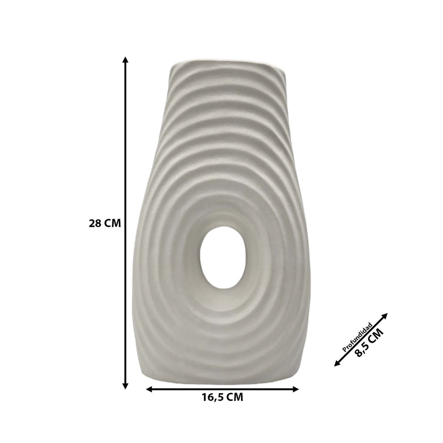 Jarron Florero De Ceramica Fina Decorativo Moderno Blanco-5