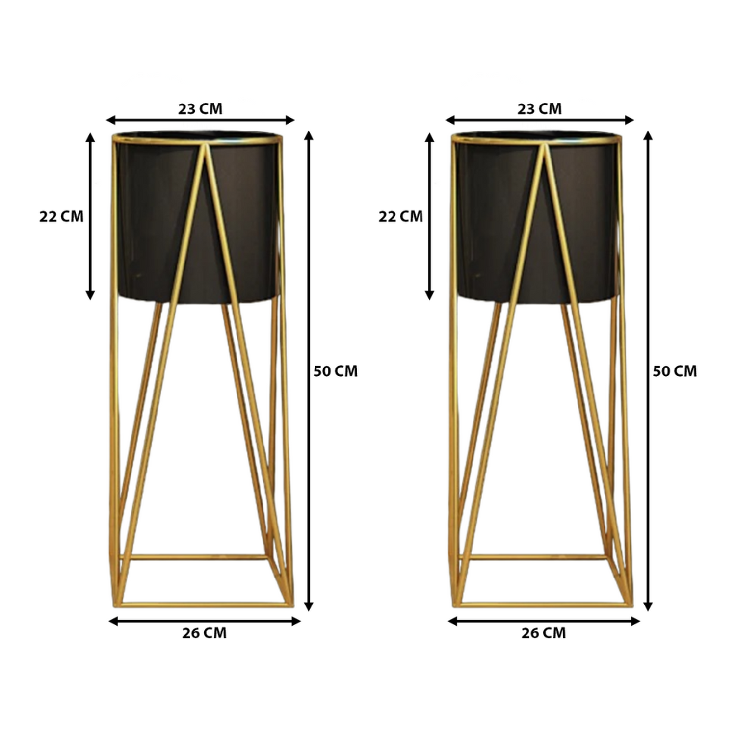 Set 2 Porta Macetero Pedestal Maceta Plantas Negro Mediano-5