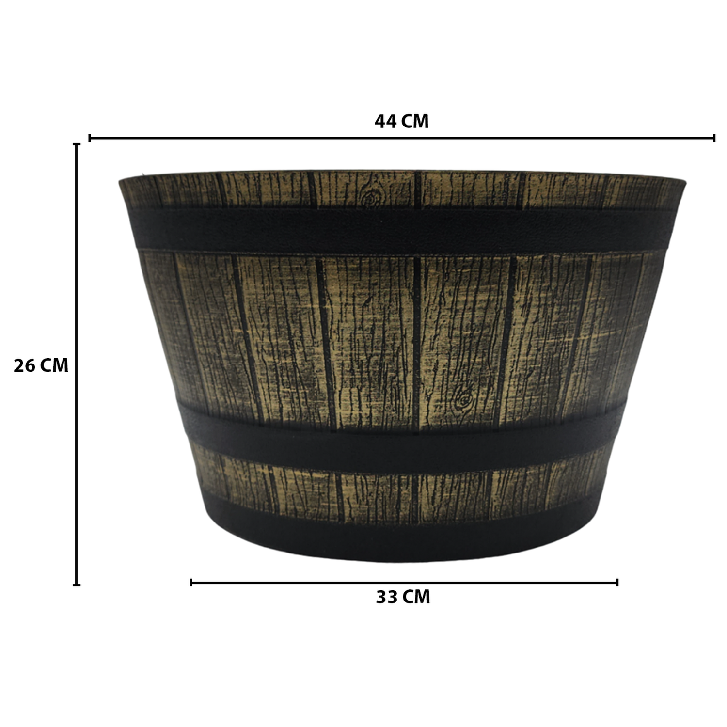 Macetero Plastico Diseño Efecto Barril De Madera Maceta L-5