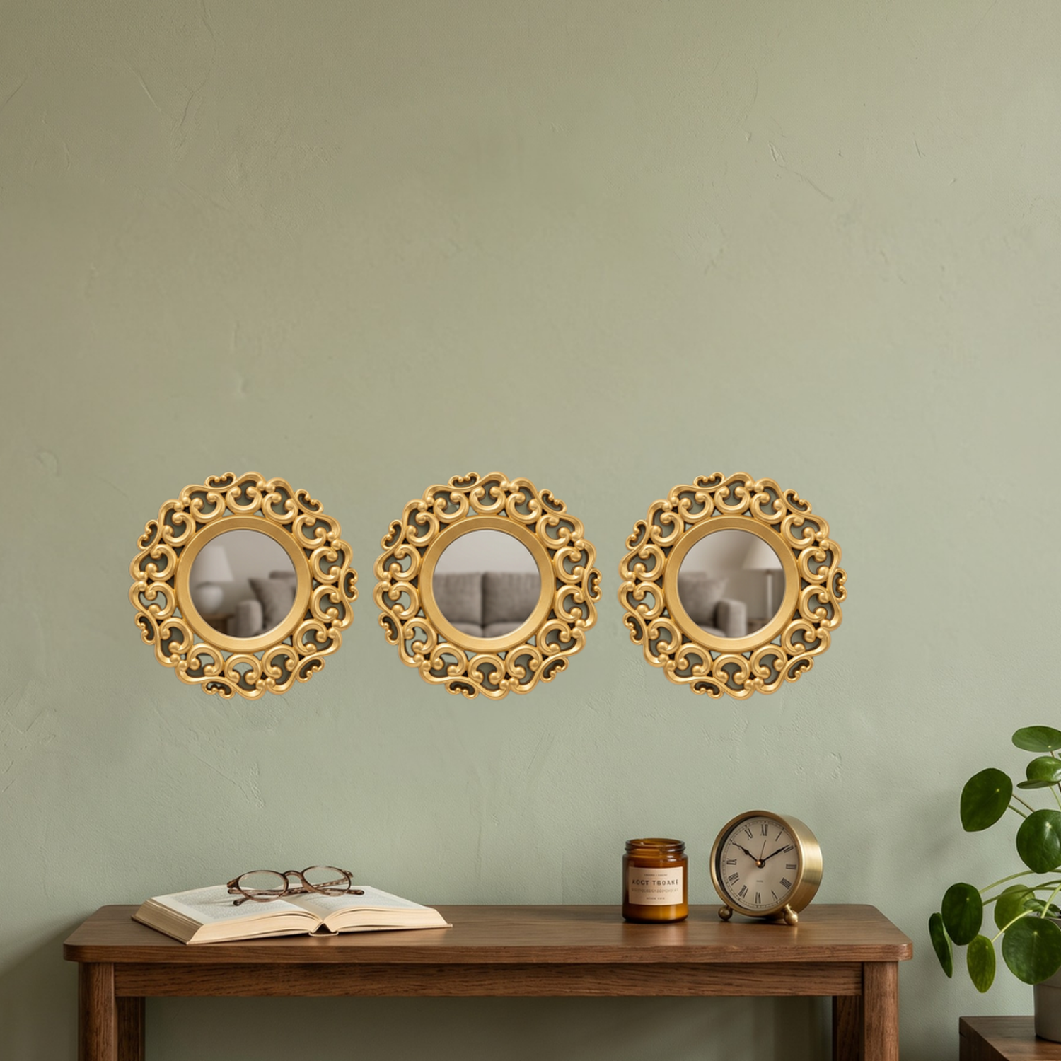 Set 3 Marcos De Espejos Estilo Arabe Decorativo Dorado Deco-2