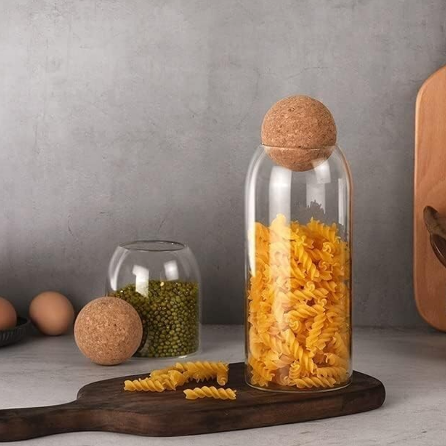 Botella Frasco Vidrio Transparente Tapa De Corcho L-2