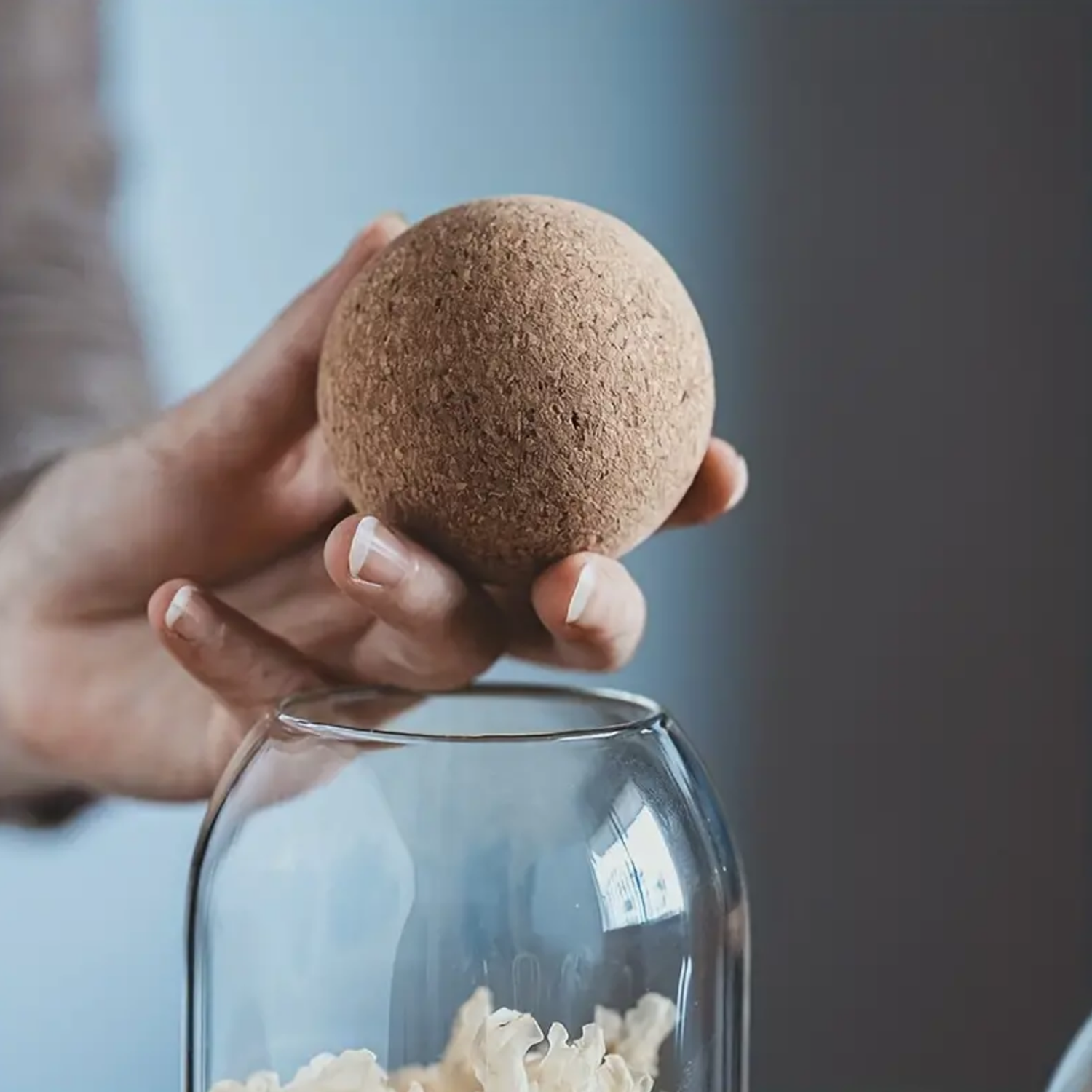 Botella Frasco Vidrio Transparente Tapa De Corcho L-6