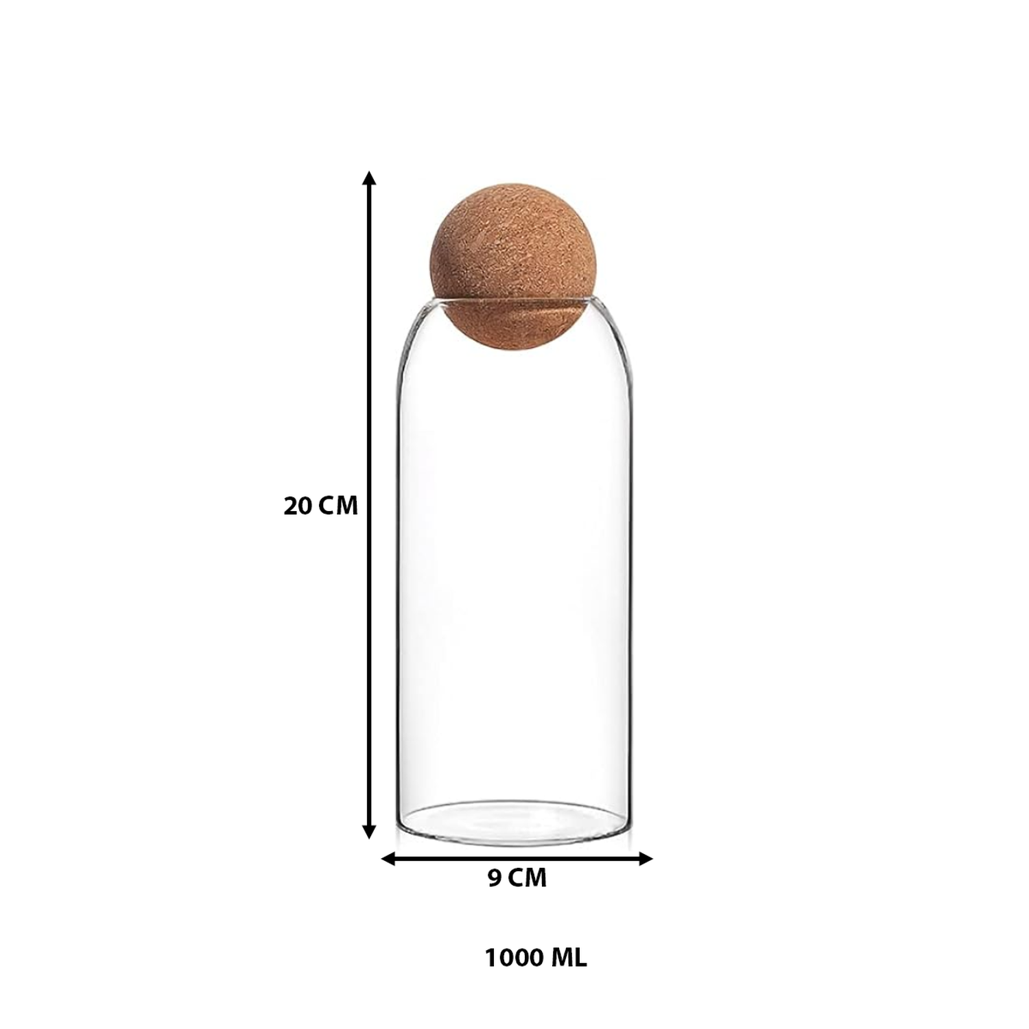 Botella Frasco Vidrio Transparente Tapa De Corcho L-7