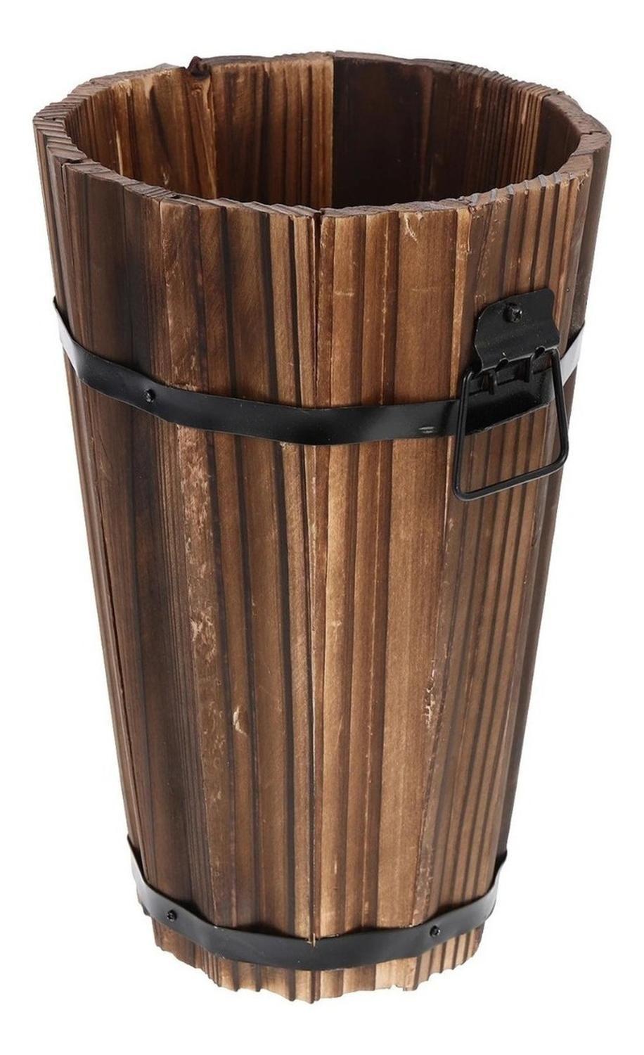 Macetero De Madera Tipo Barril Alargado Para Jardín Terraza-0