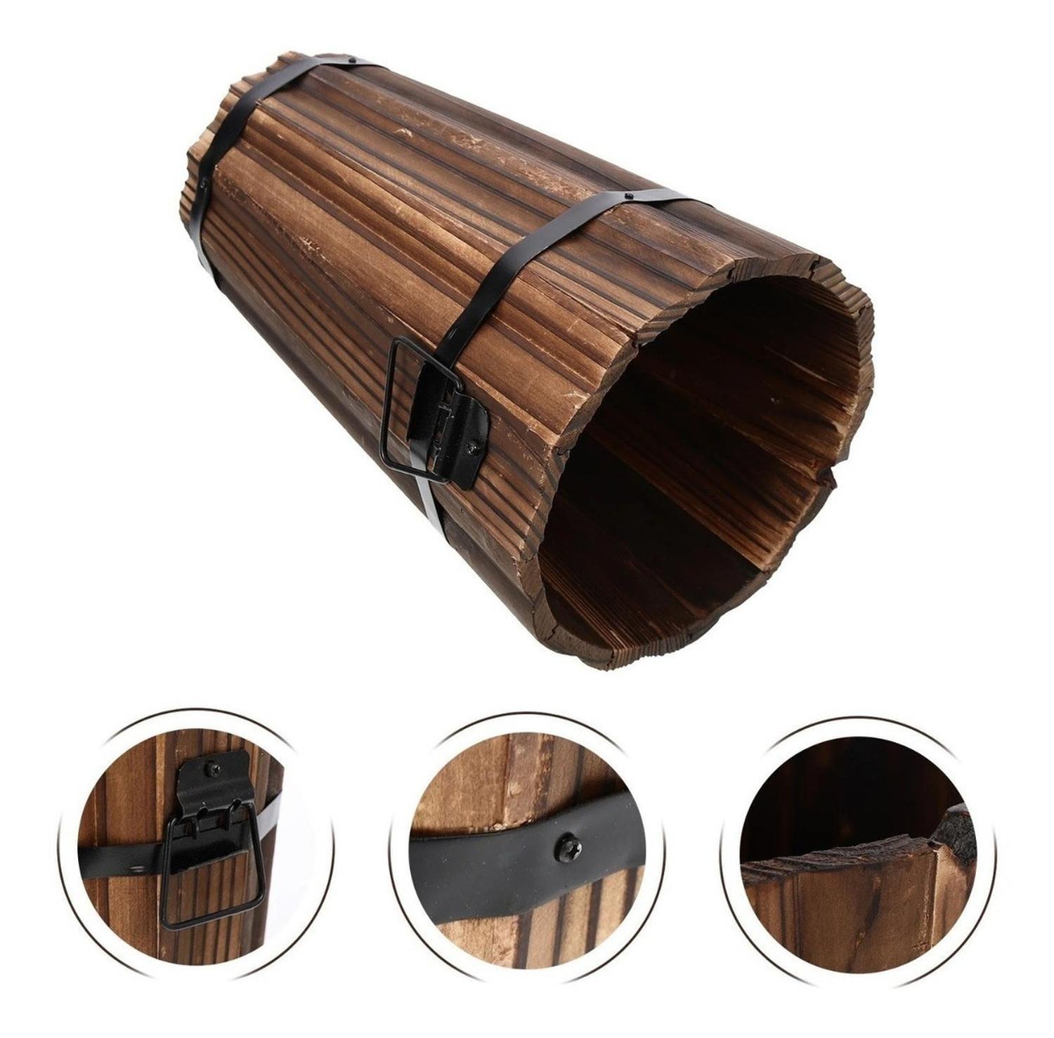 Macetero De Madera Tipo Barril Alargado Para Jardín Terraza-1
