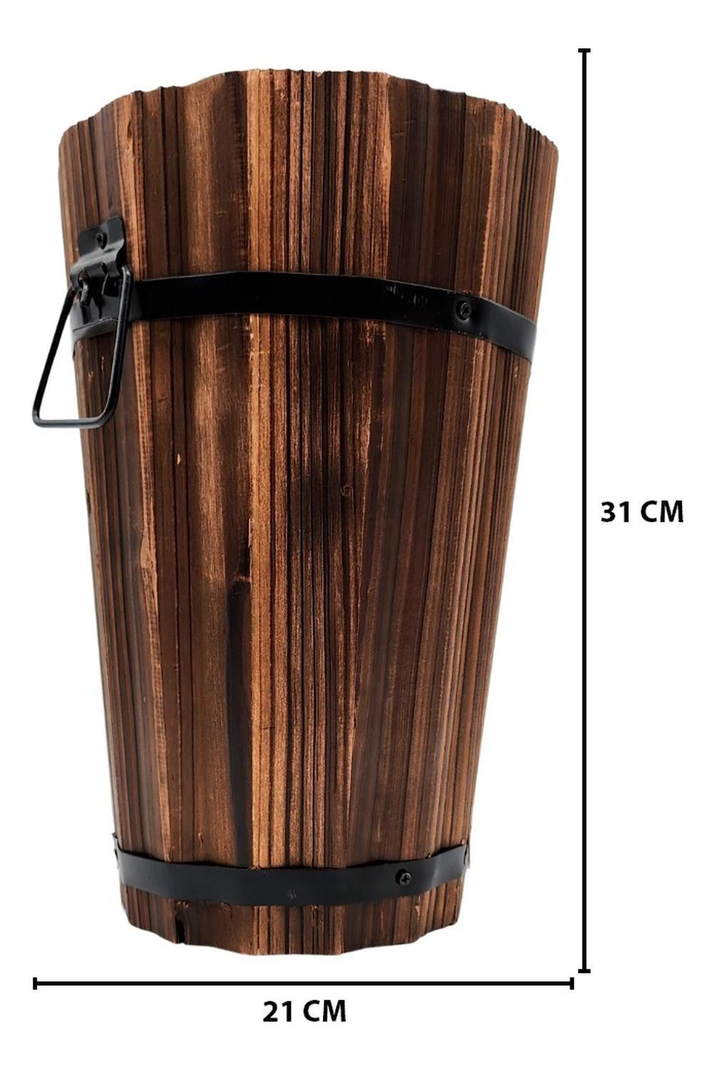 Macetero De Madera Tipo Barril Alargado Para Jardín Terraza-5