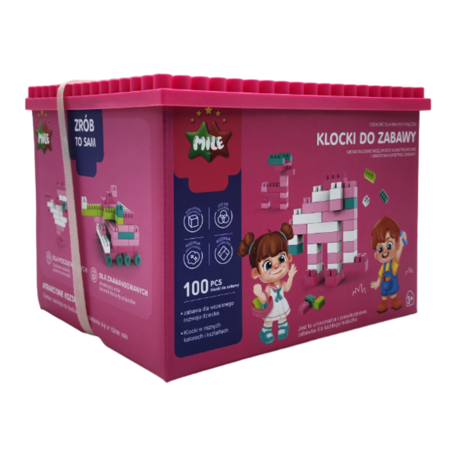 Caja De Bloques Rosada 100 Piezas Para Armar Y Divertirse-2