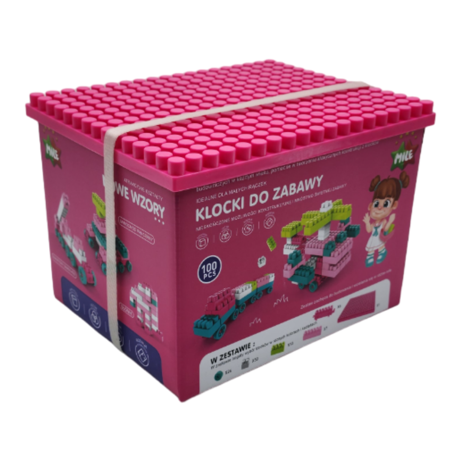 Caja De Bloques Rosada 100 Piezas Para Armar Y Divertirse-4