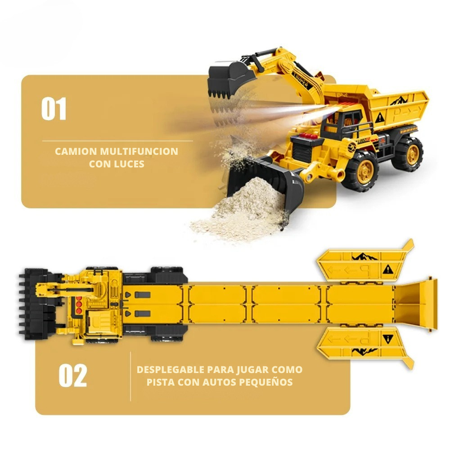 Retroexcavadora Porta Autitos 2 en 1 Rampa Pista Lanzamiento-3