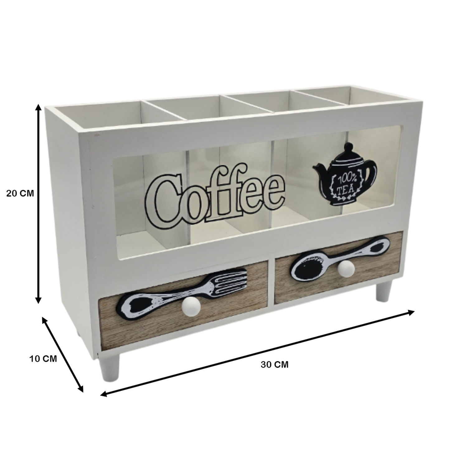 Caja De Te 4 Divisiones Con Cajones Estacion De Café Oficina-4
