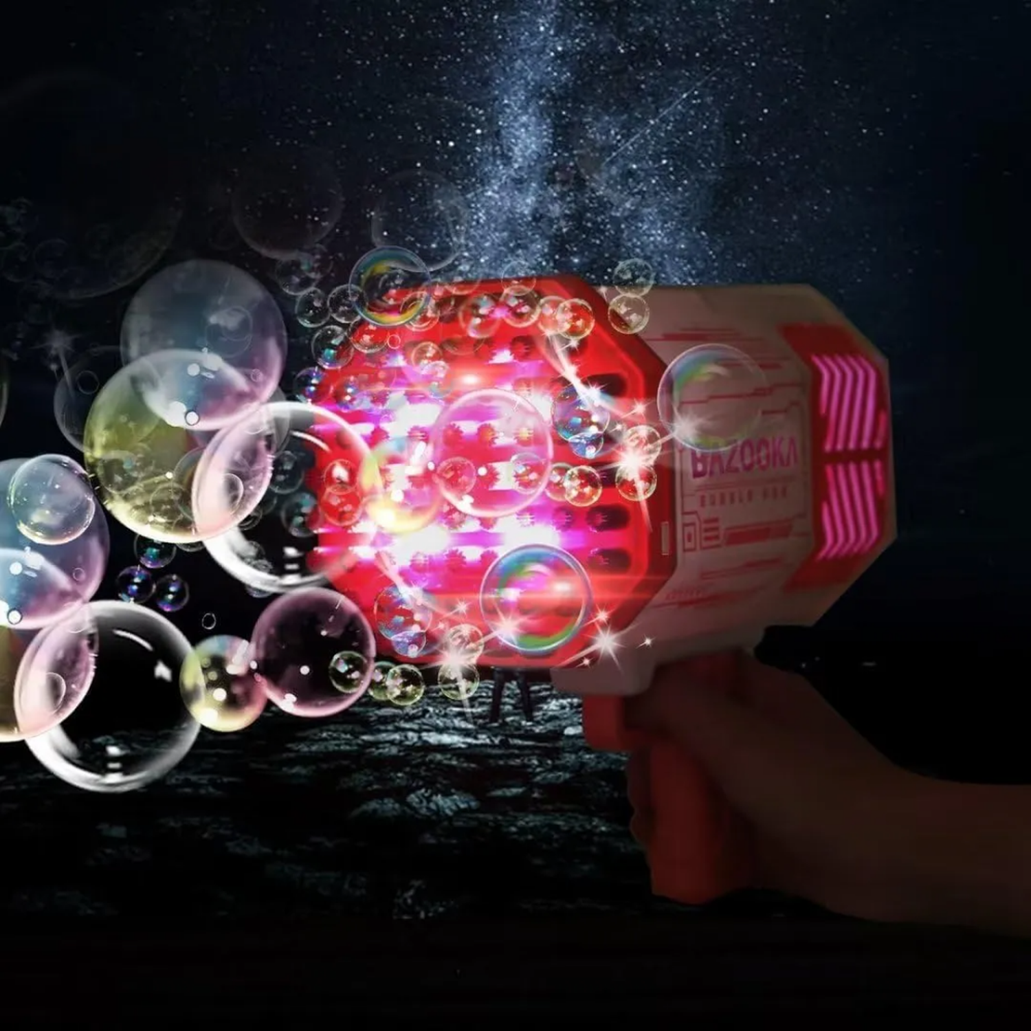 Pistola De Burbujas Bazooka Bubble Gun Juguete Con Luces Led-1